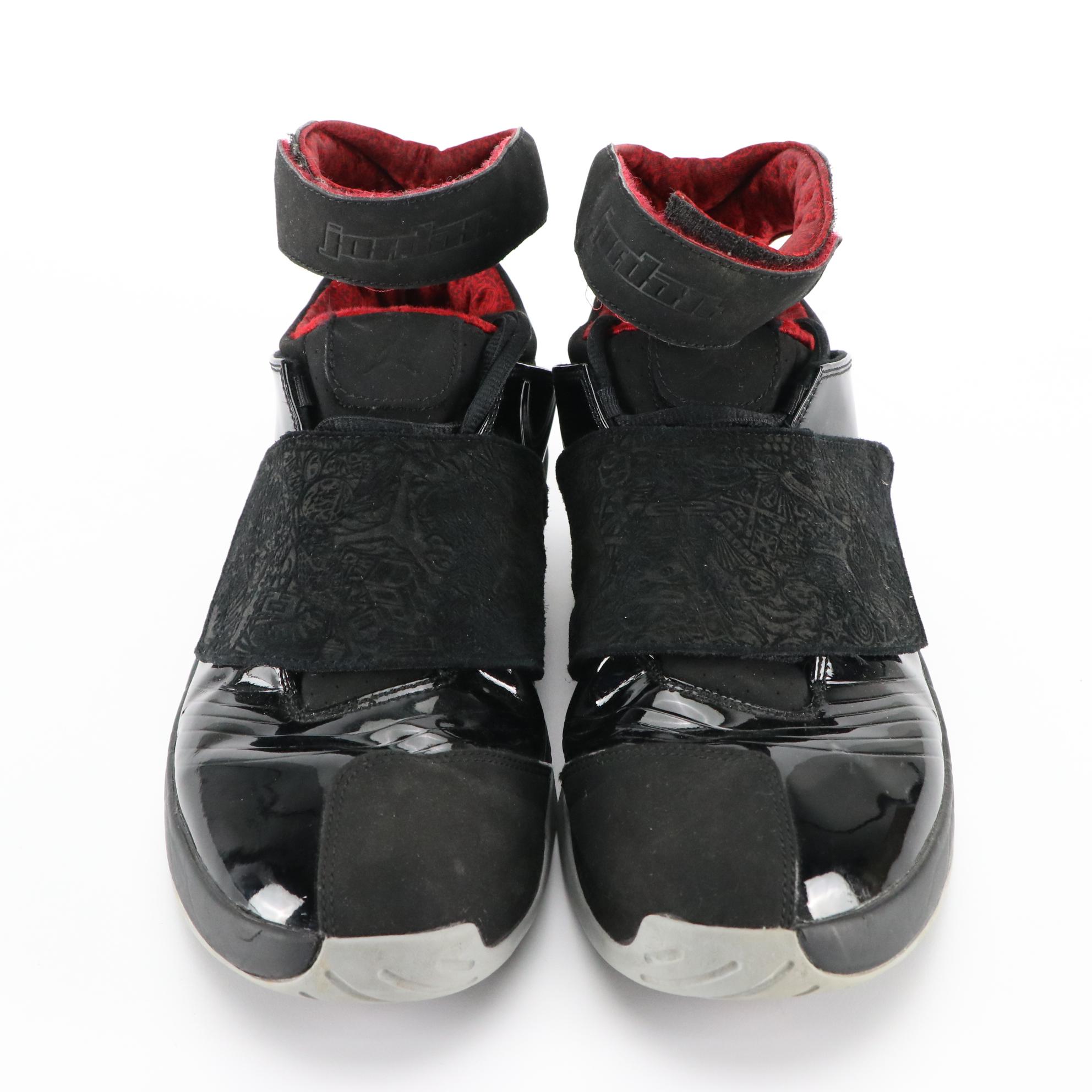 Men's Nike Air Jordan 20 Retro Stealth 2015 Black and Red Sneakers