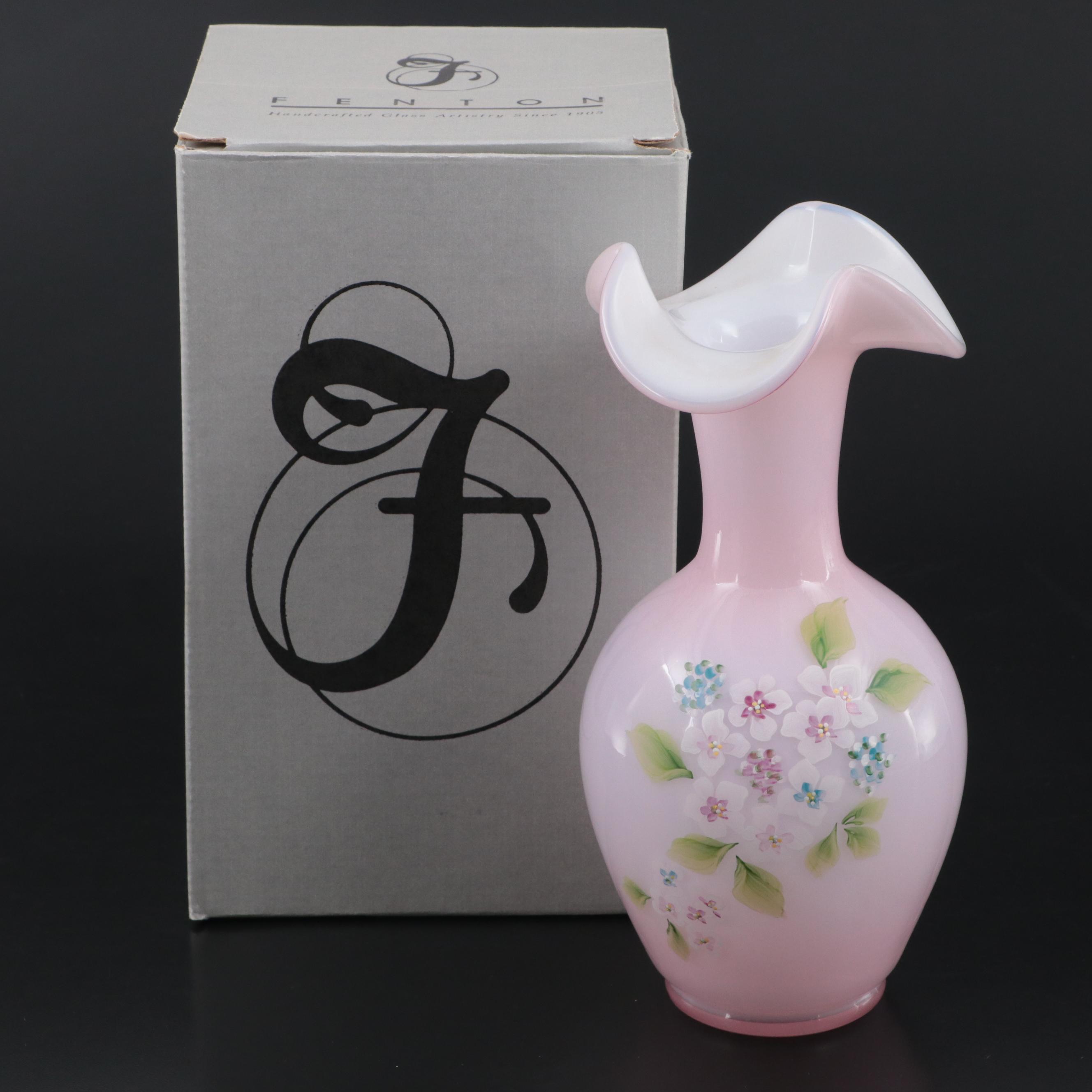 Signed Fenton Vase with Box, 2003