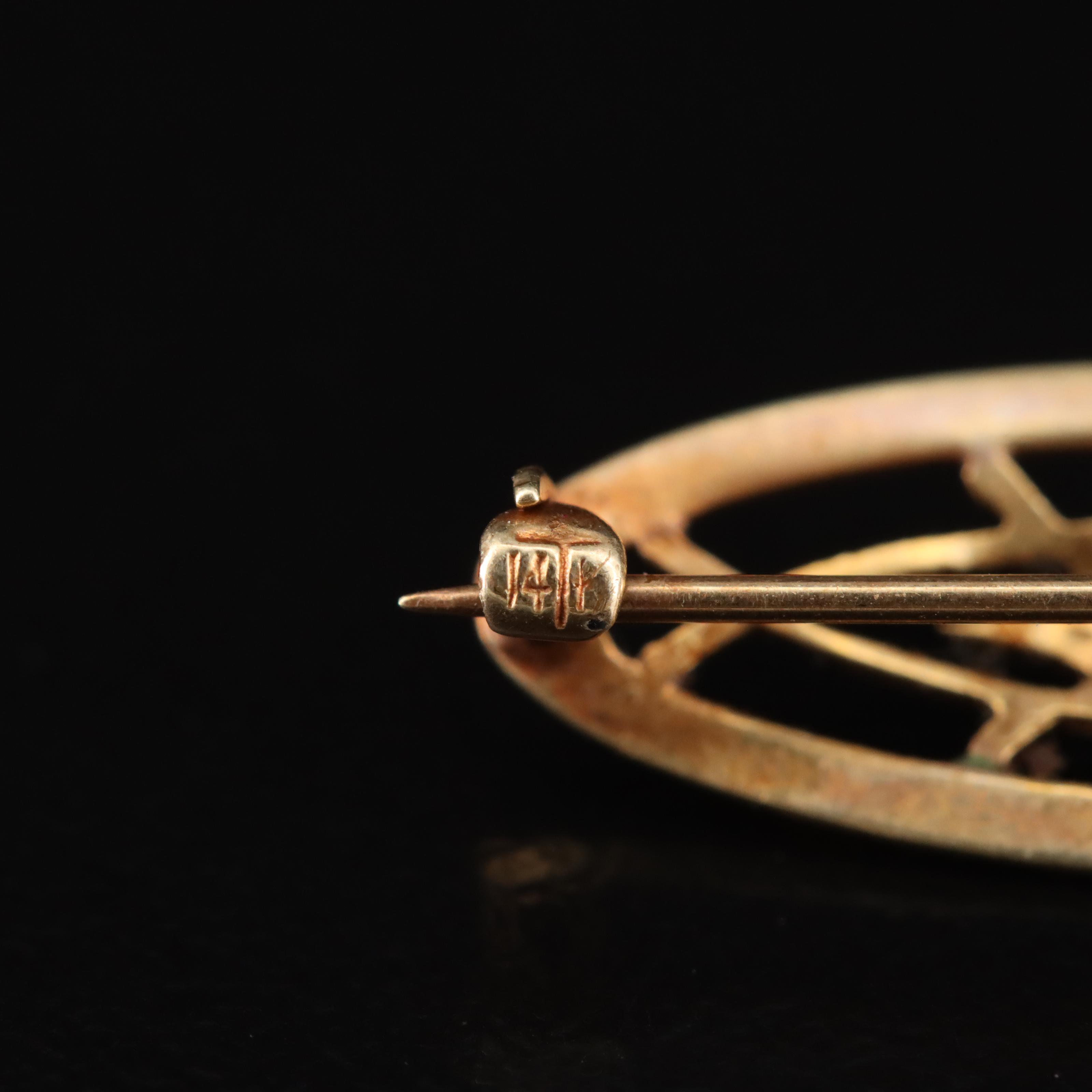 Art Nouveau 10K and 14K Diamond, Seed Pearl and Enamel Lingerie Pins