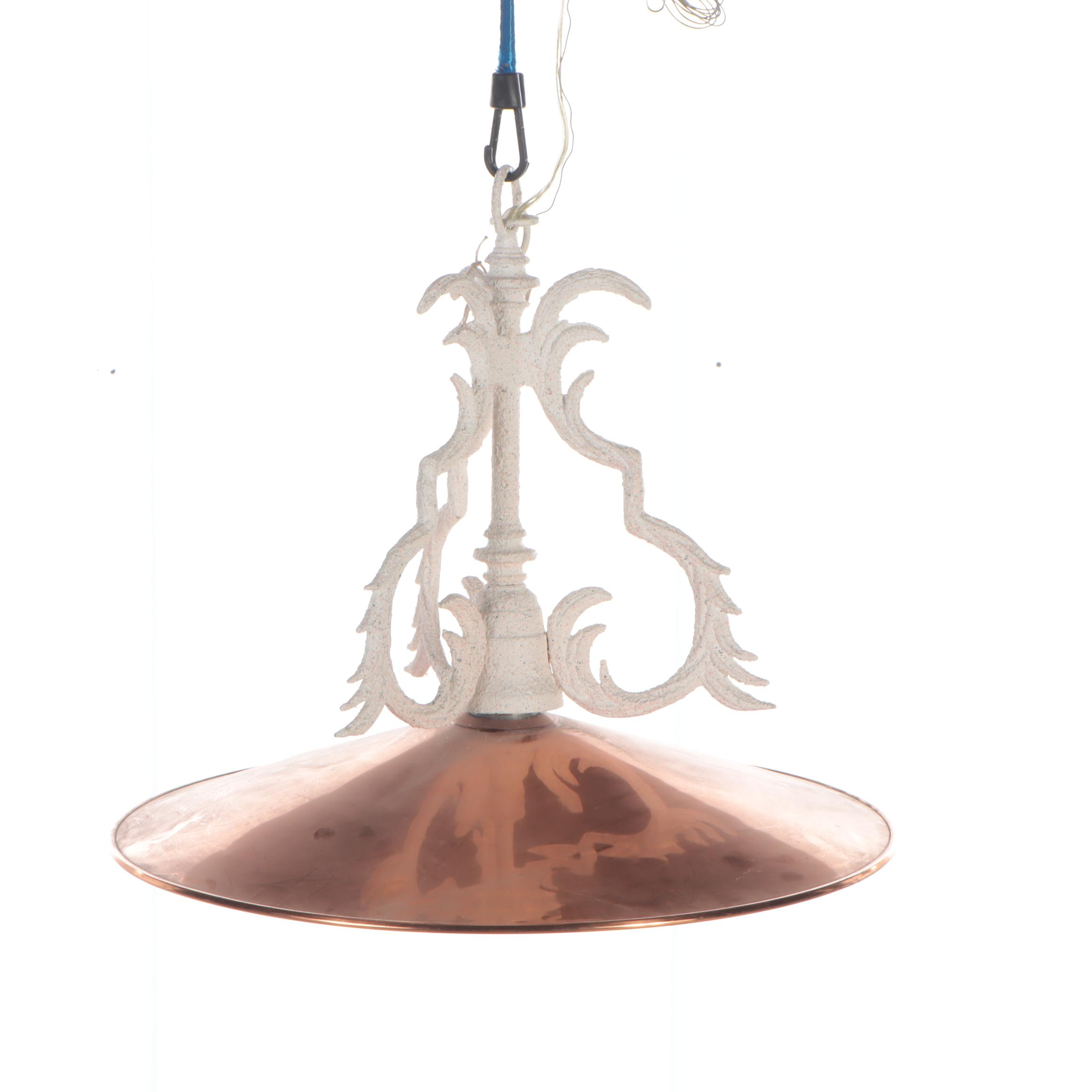 Copper Shade Pendant Light With White Decorative Frame