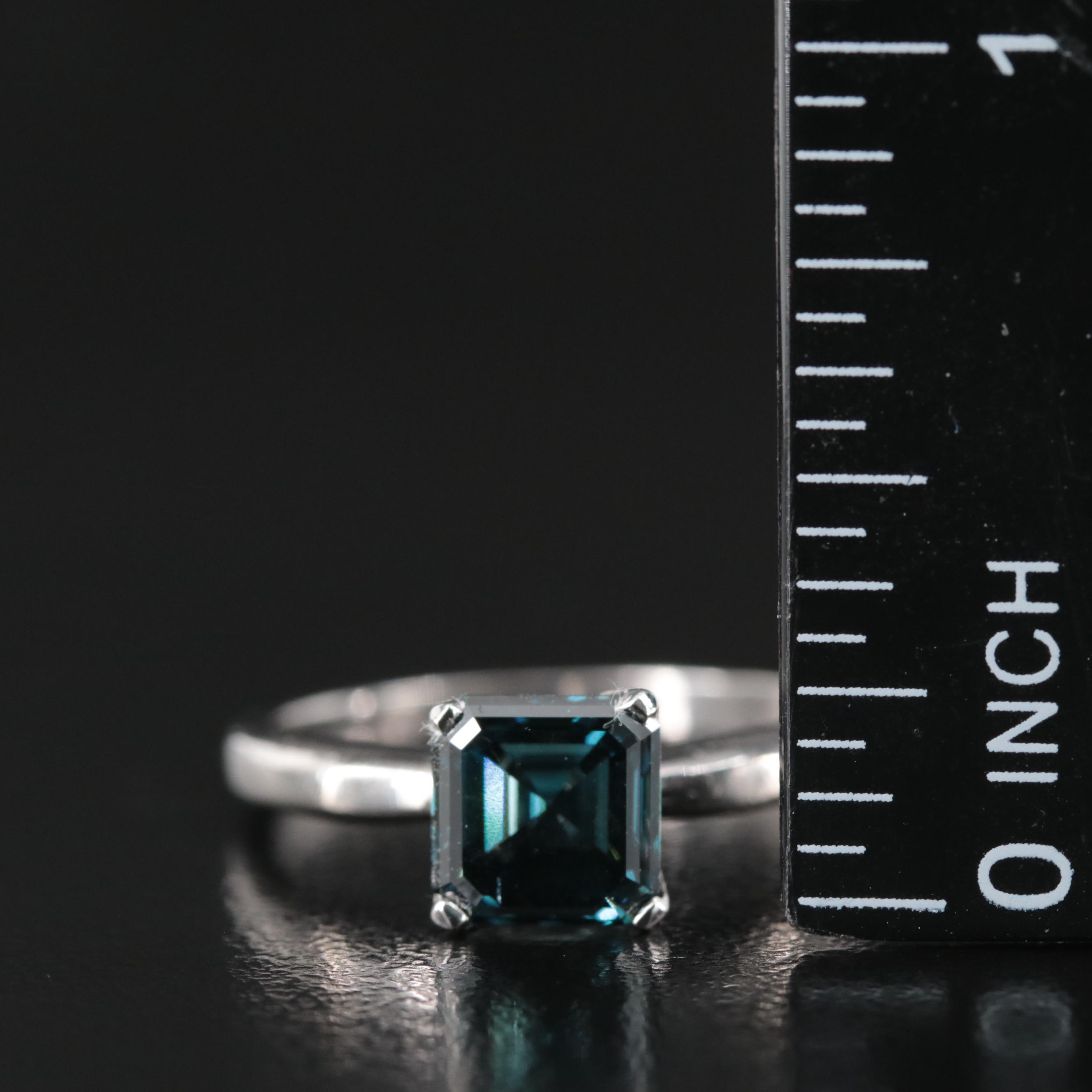 Platinum 2.20 CT Fancy Dark Blue Diamond Solitaire Ring