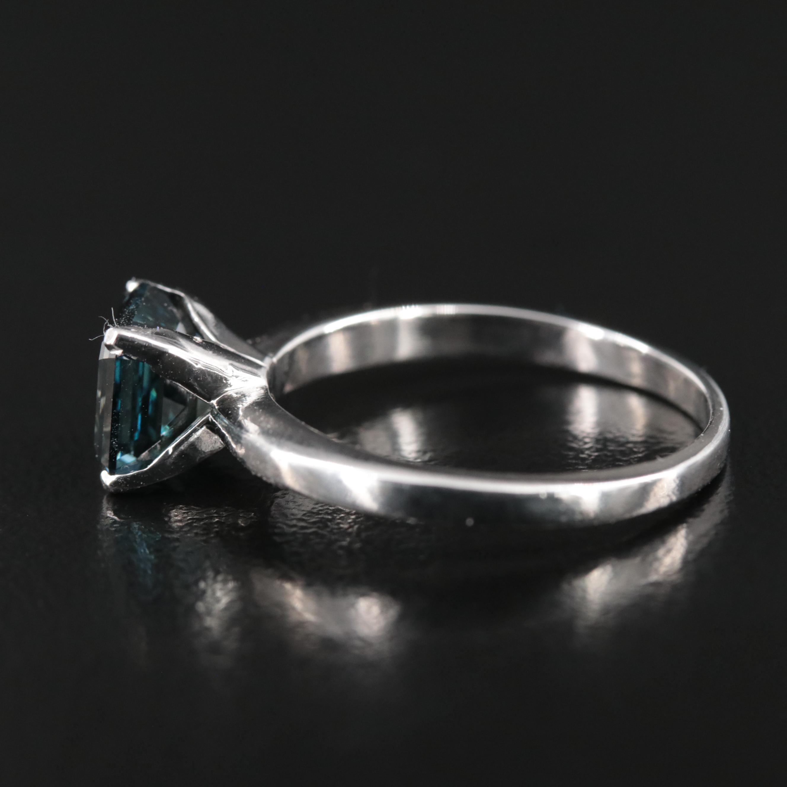 Platinum 2.20 CT Fancy Dark Blue Diamond Solitaire Ring