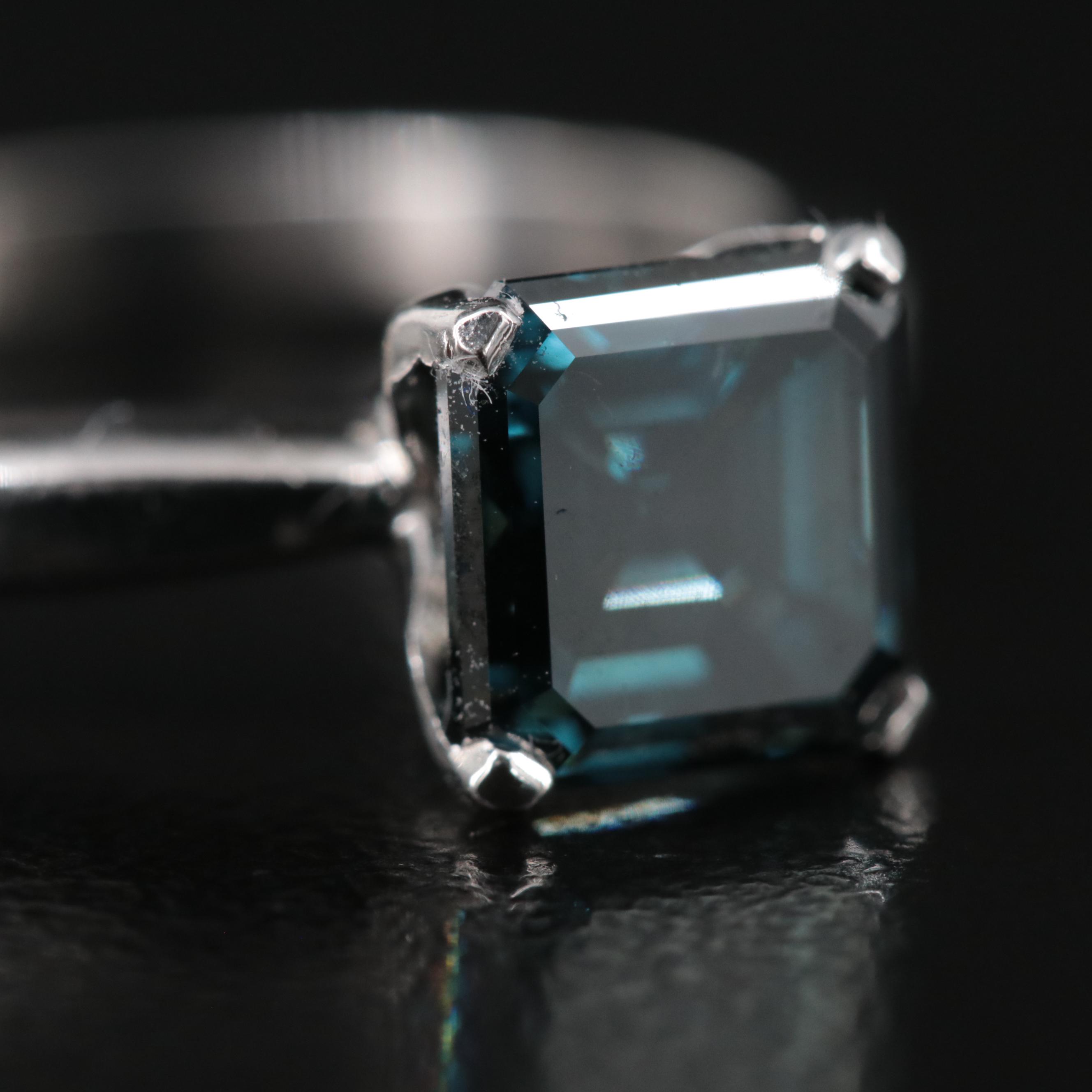 Platinum 2.20 CT Fancy Dark Blue Diamond Solitaire Ring