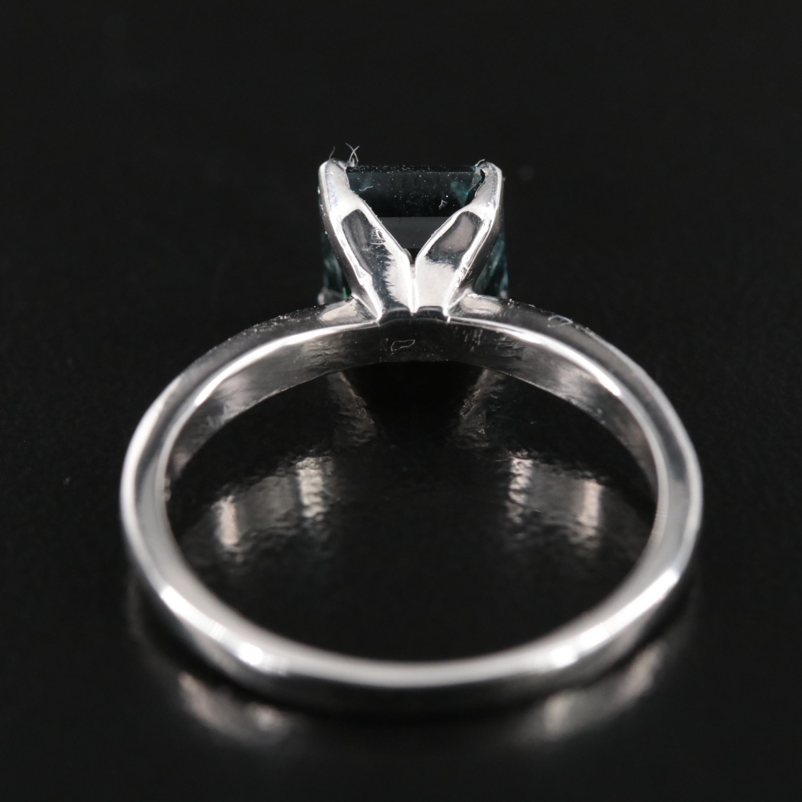 Platinum 2.20 CT Fancy Dark Blue Diamond Solitaire Ring