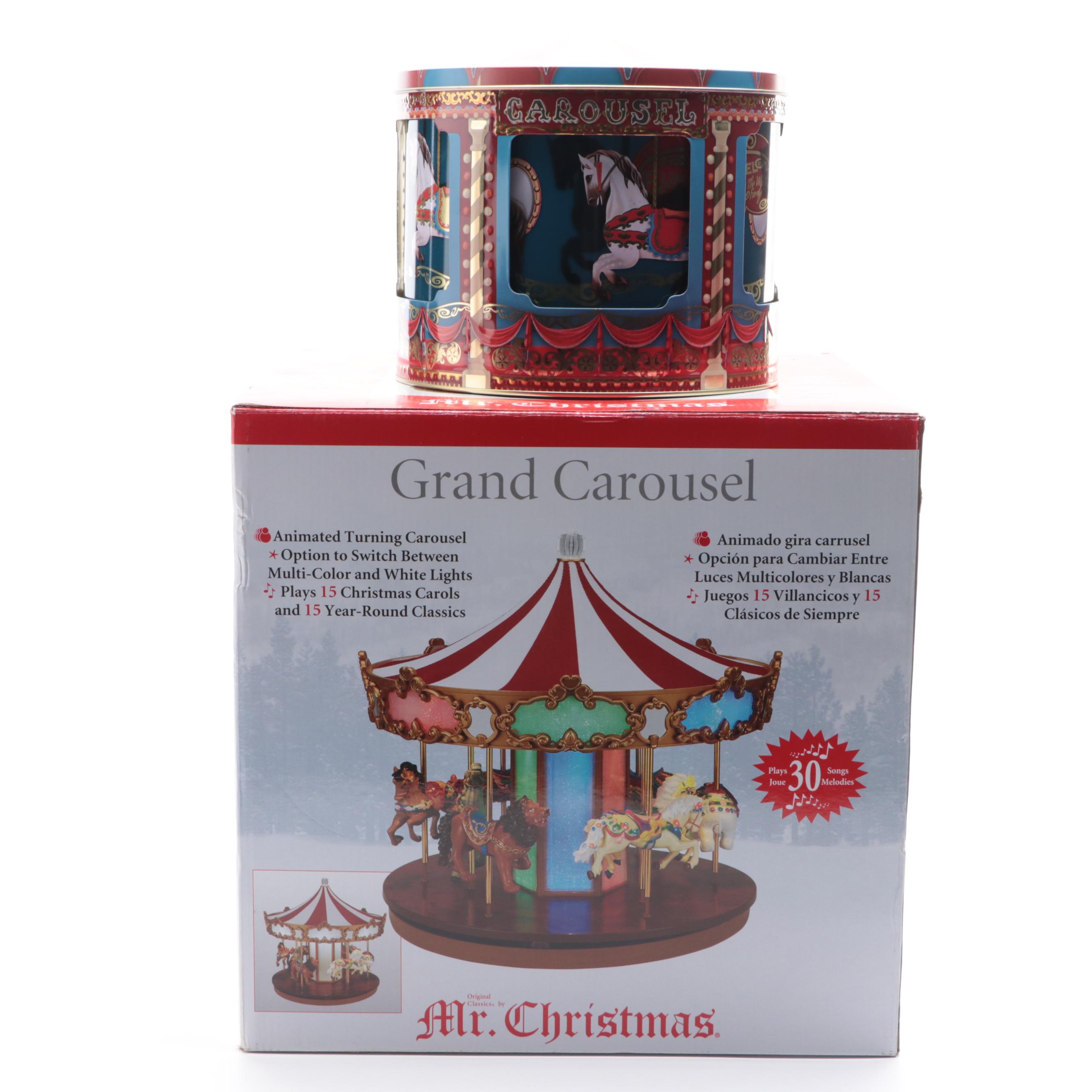 Mr. Christmas Musical Grand Carousel with Carousel Themed Music Box