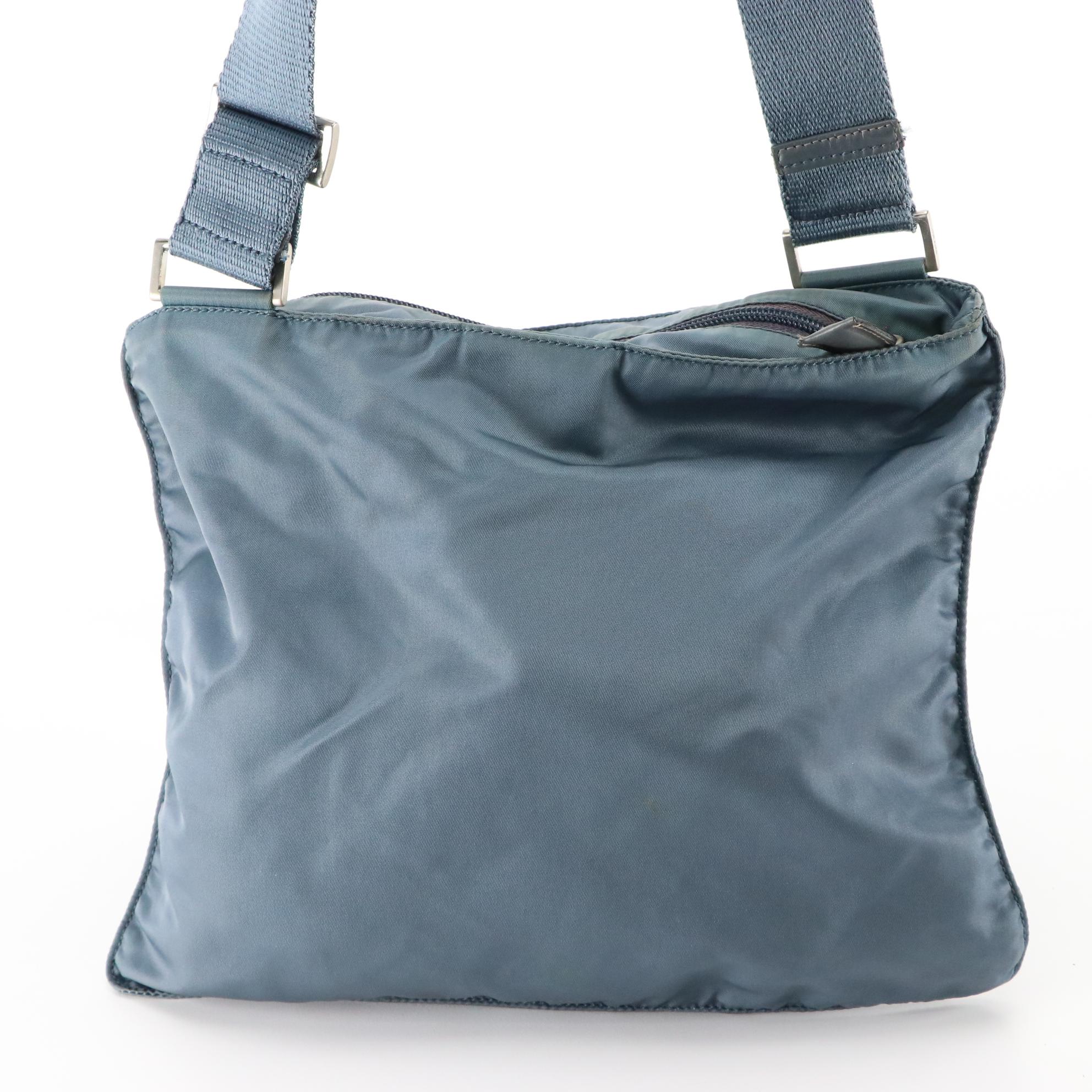 Prada Flat Crossbody Bag in Blue Tessuto Nylon