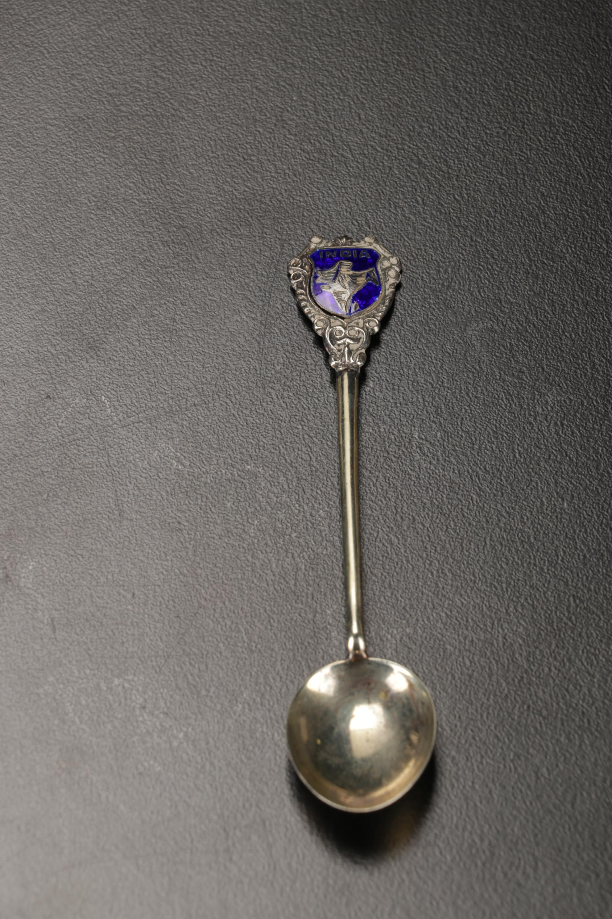 Newport, Webb Sterling Silver Cordial Cups with India Sterling Souvenir Spoons