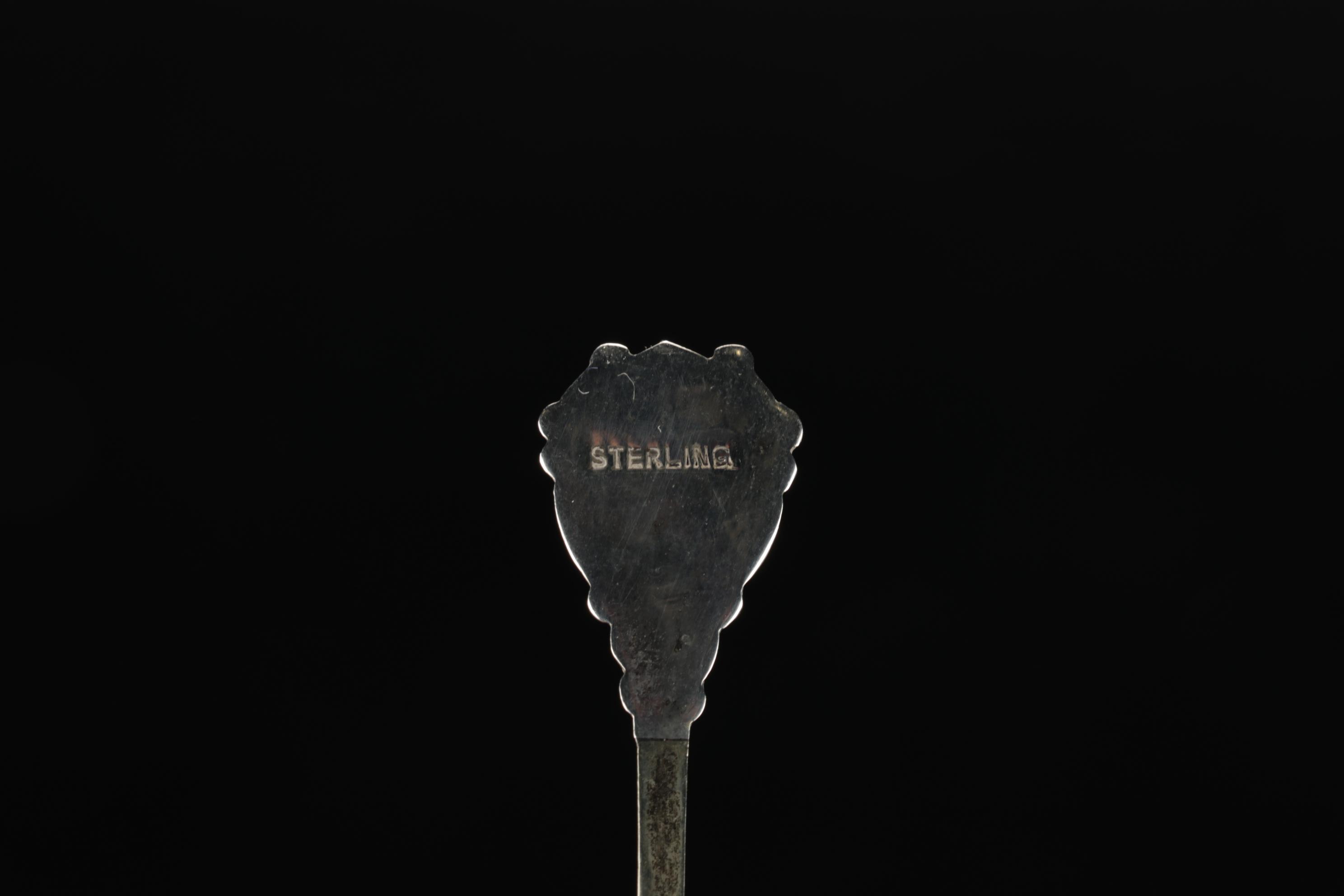 Newport, Webb Sterling Silver Cordial Cups with India Sterling Souvenir Spoons