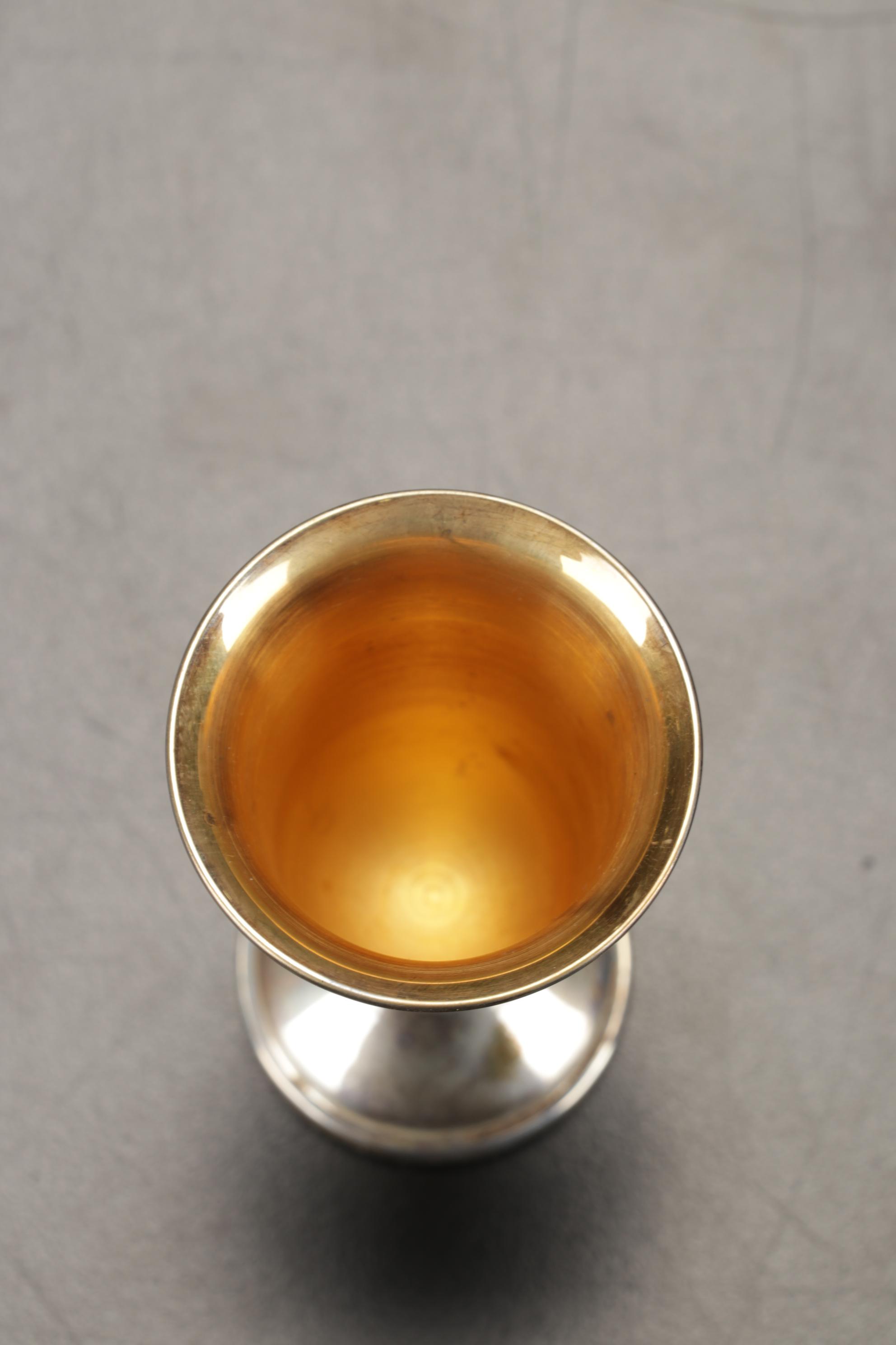 Newport, Webb Sterling Silver Cordial Cups with India Sterling Souvenir Spoons