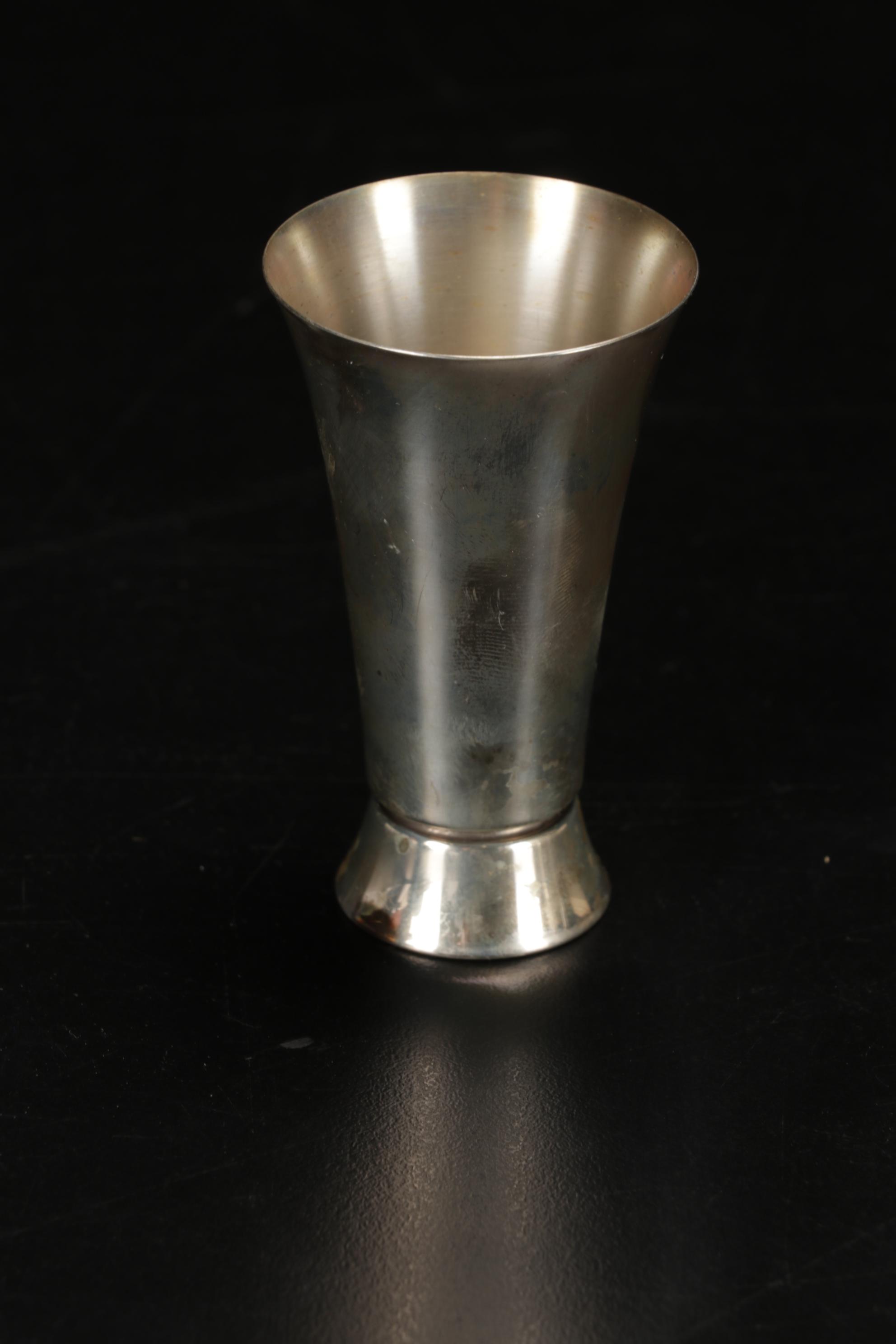 Newport, Webb Sterling Silver Cordial Cups with India Sterling Souvenir Spoons