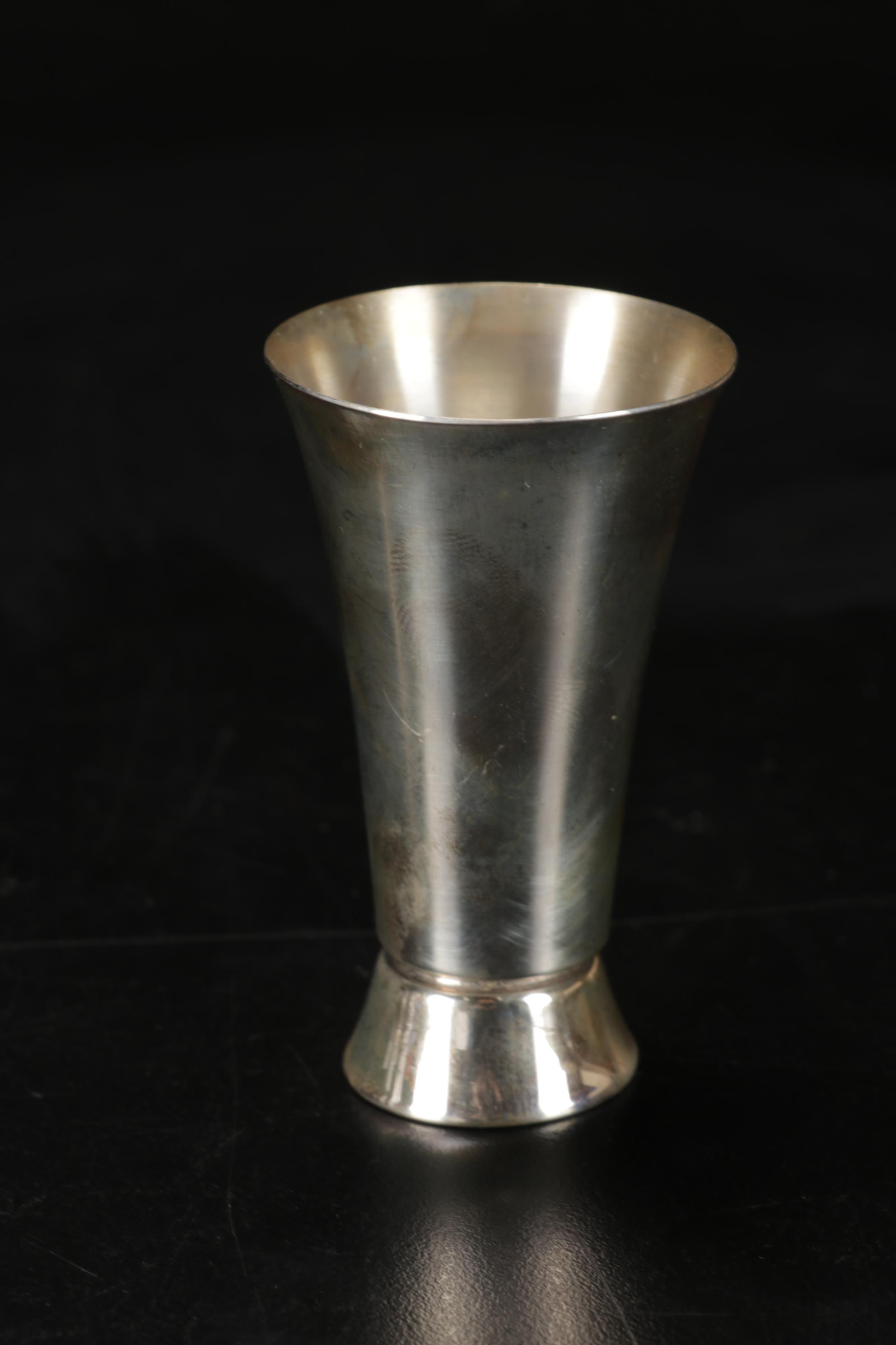 Newport, Webb Sterling Silver Cordial Cups with India Sterling Souvenir Spoons