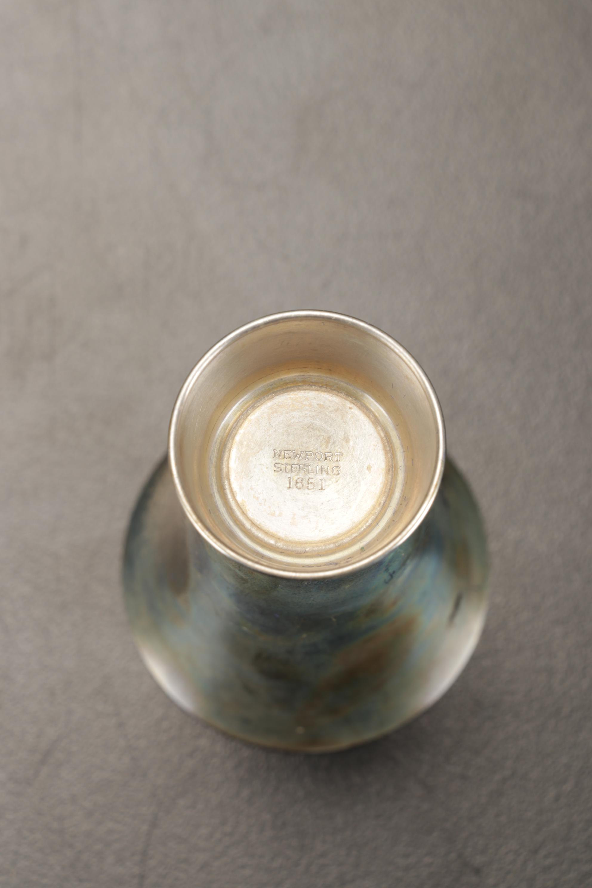 Newport, Webb Sterling Silver Cordial Cups with India Sterling Souvenir Spoons