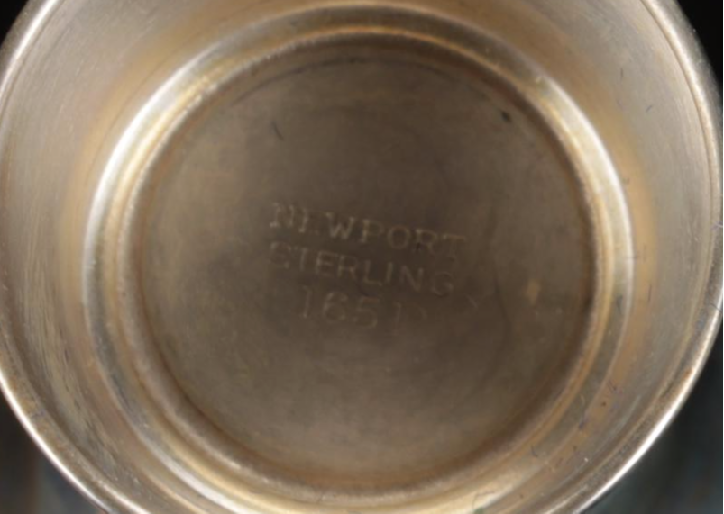 Newport, Webb Sterling Silver Cordial Cups with India Sterling Souvenir Spoons