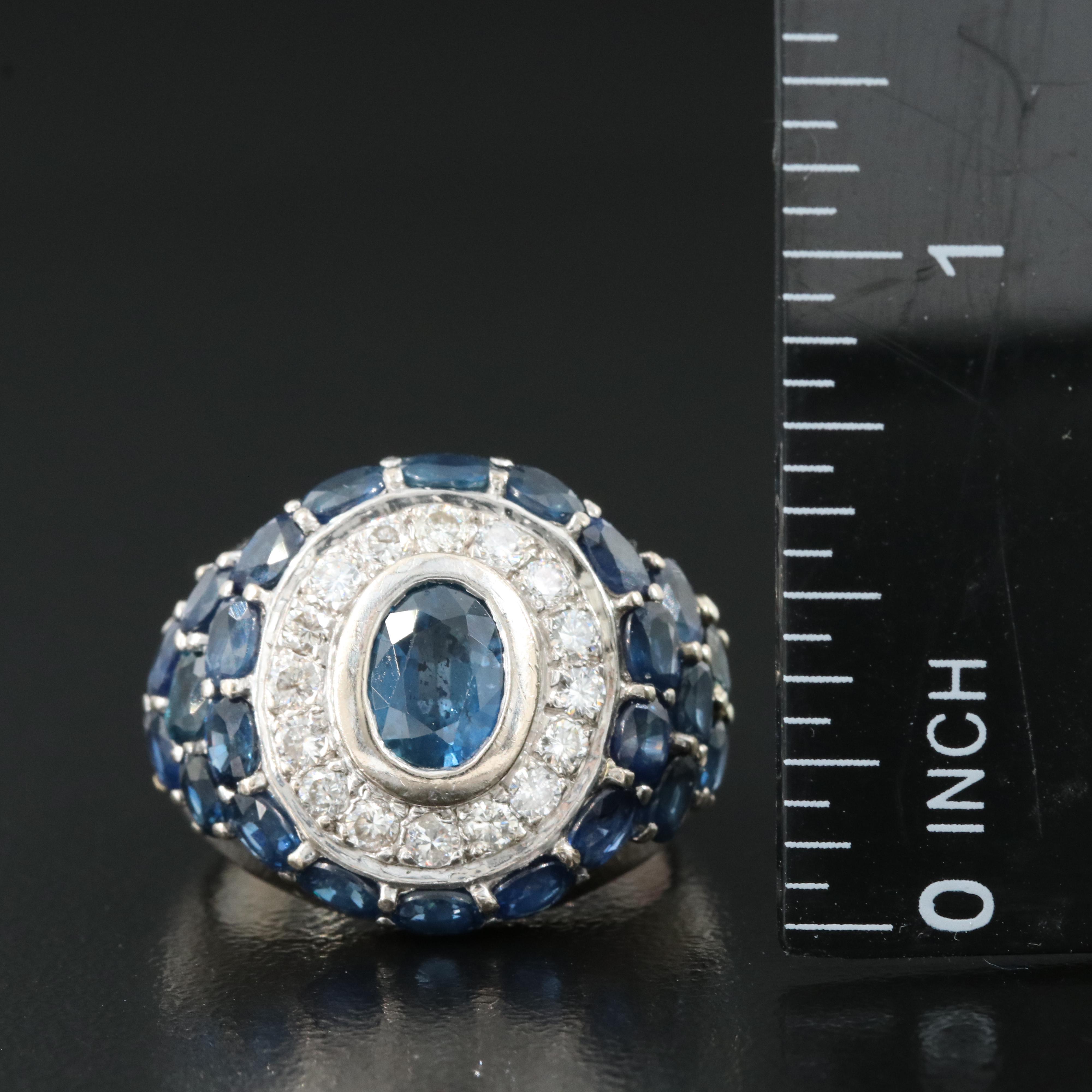 18K Sapphire and Diamond Dome Ring