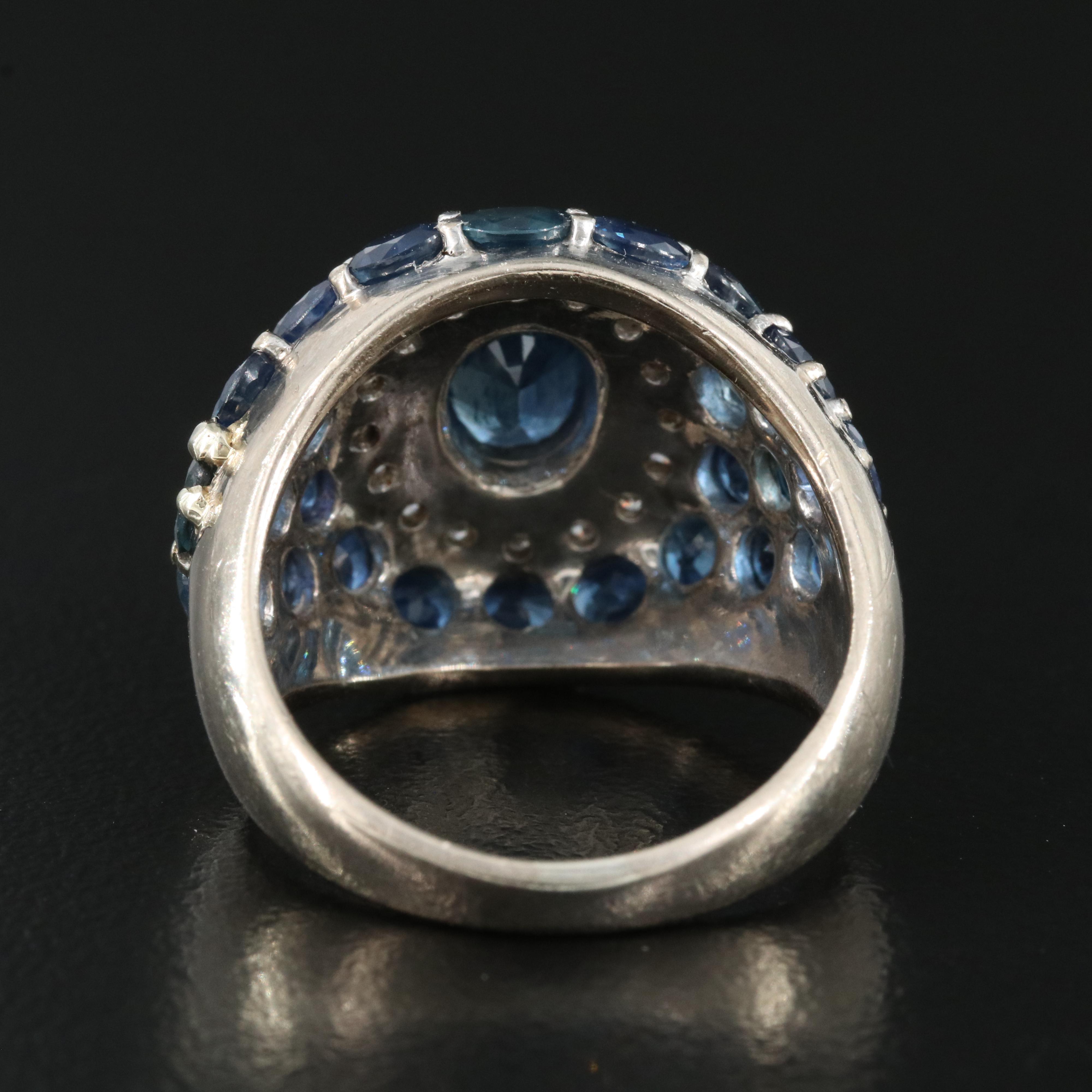 18K Sapphire and Diamond Dome Ring