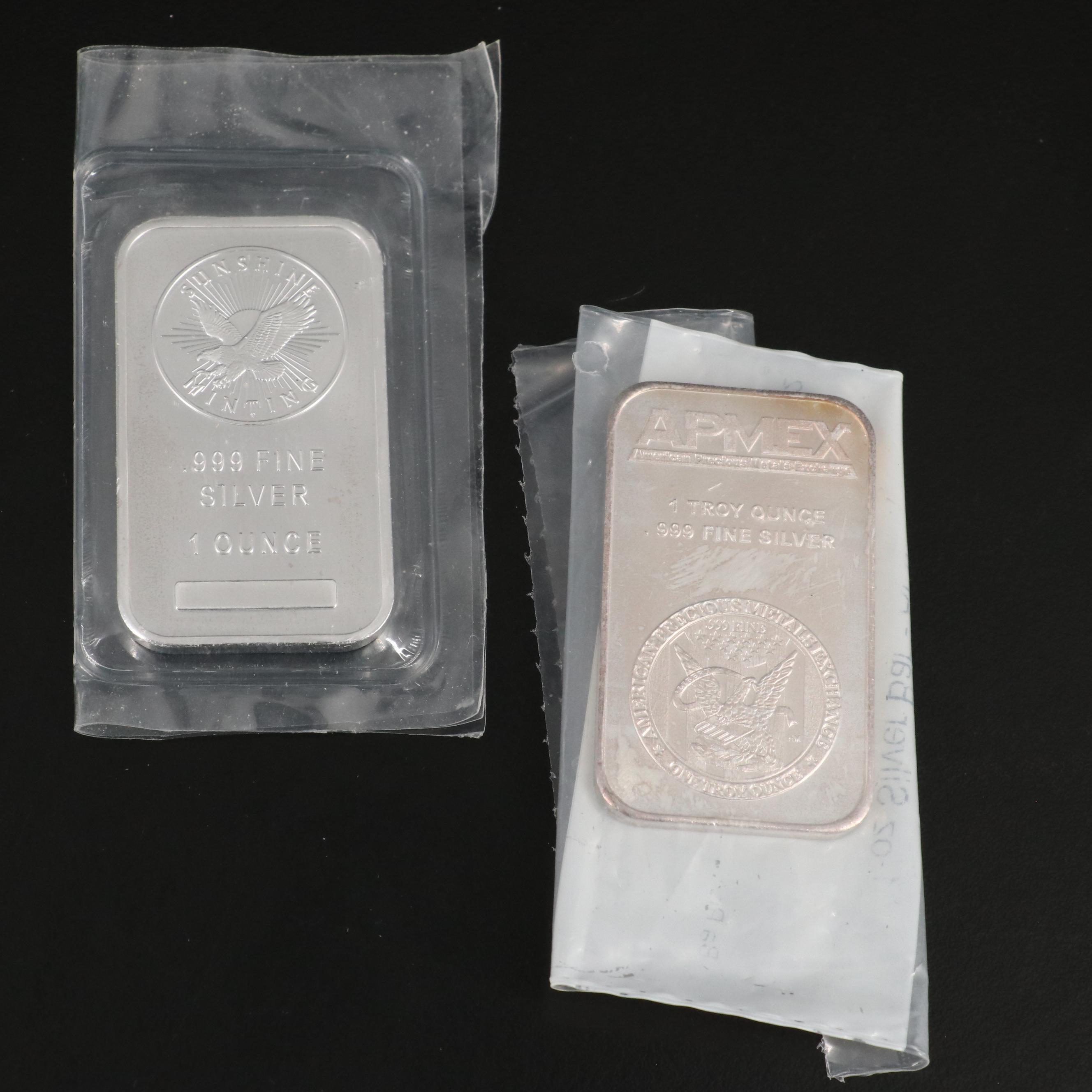 Collection of Eleven One Ounce .999 Silver Bars