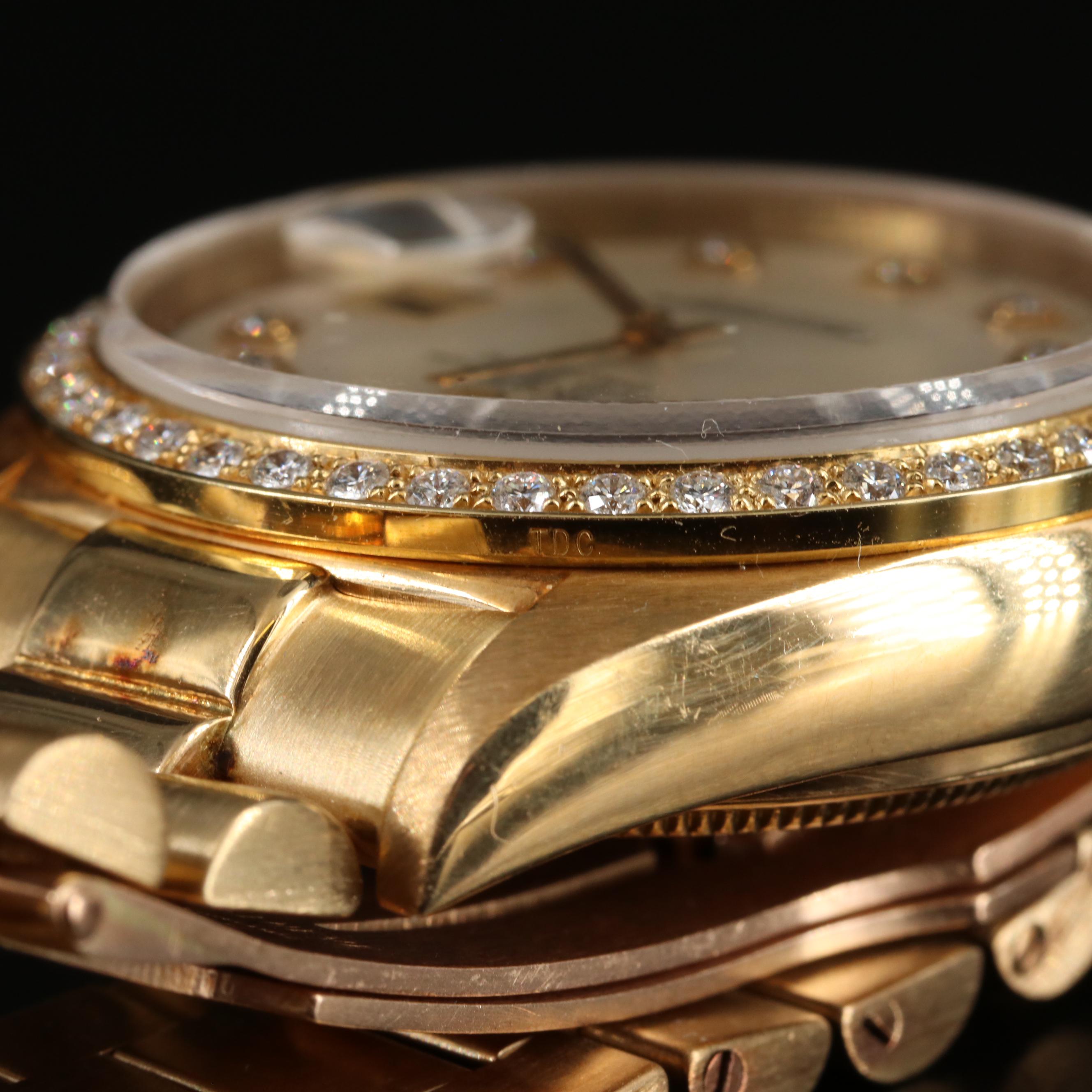 1996 Rolex Day-Date Custom Diamond, Mother-of-Pearl Dial and Bezel Watch