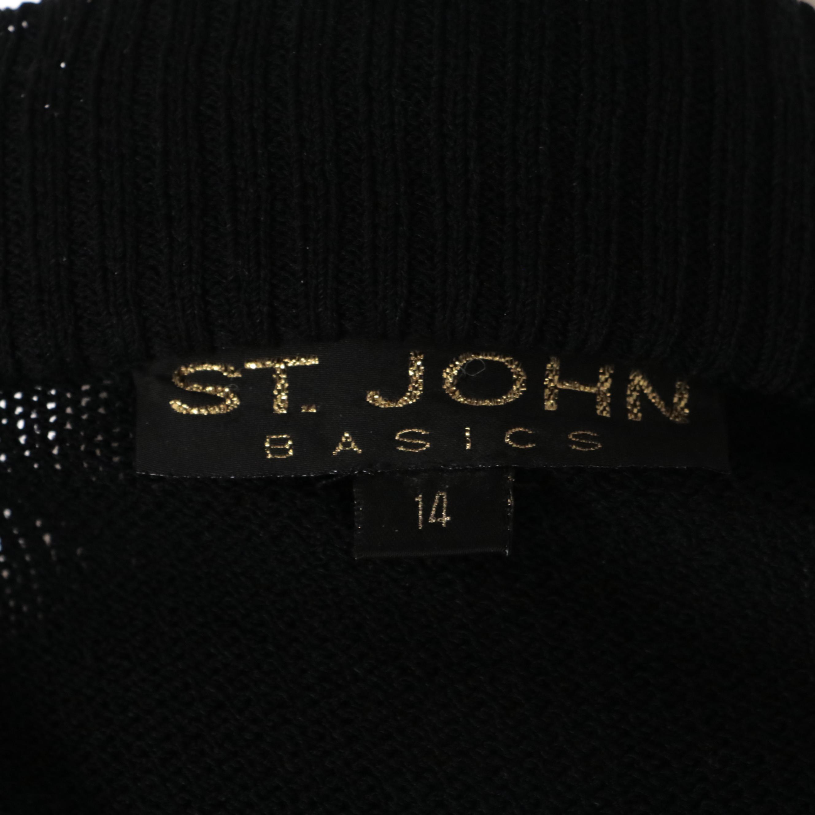 St. John Studded Charcoal Grey Pant Suit with Long Cardigan and Steel Blue Pants