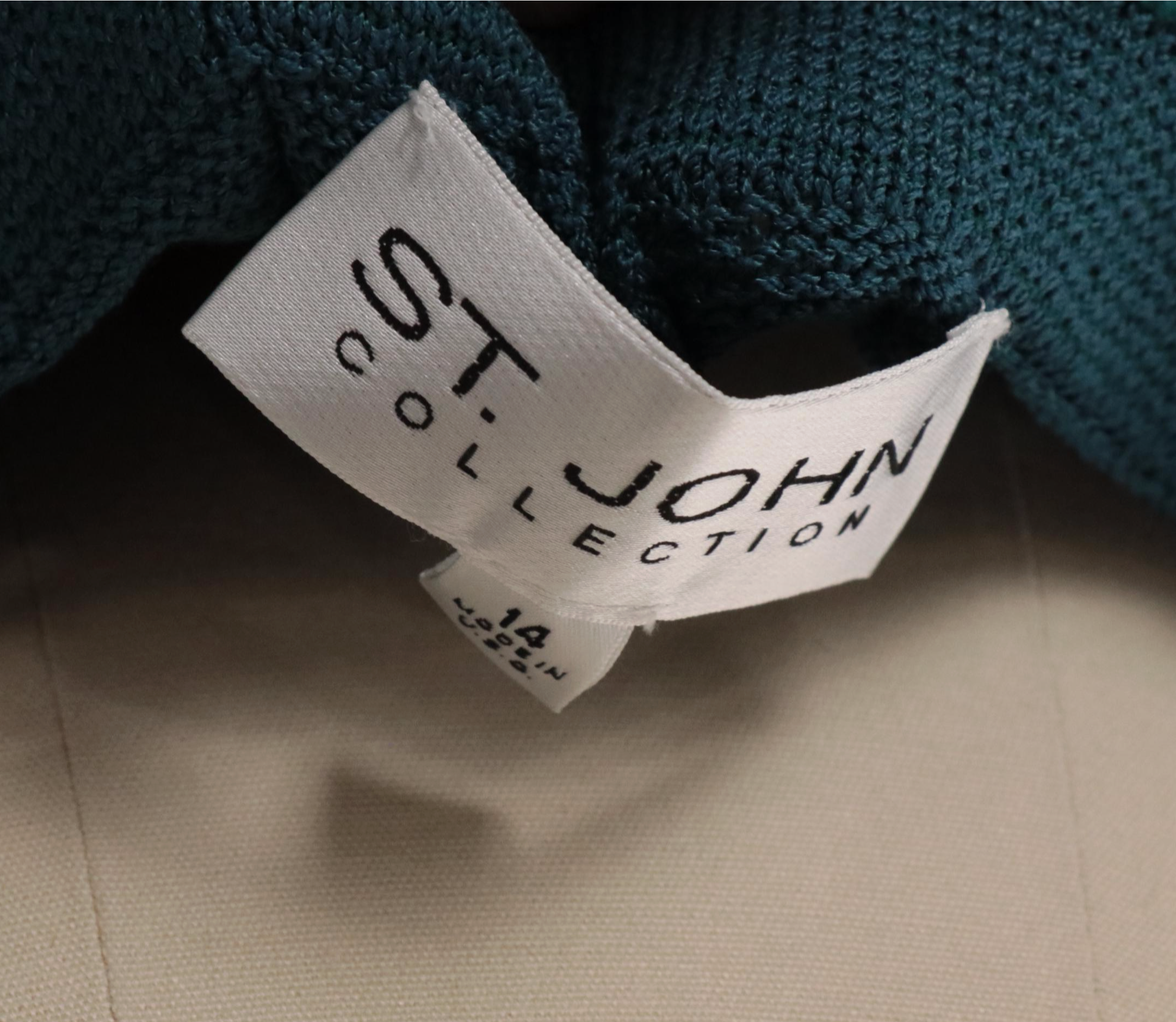 St. John Studded Charcoal Grey Pant Suit with Long Cardigan and Steel Blue Pants