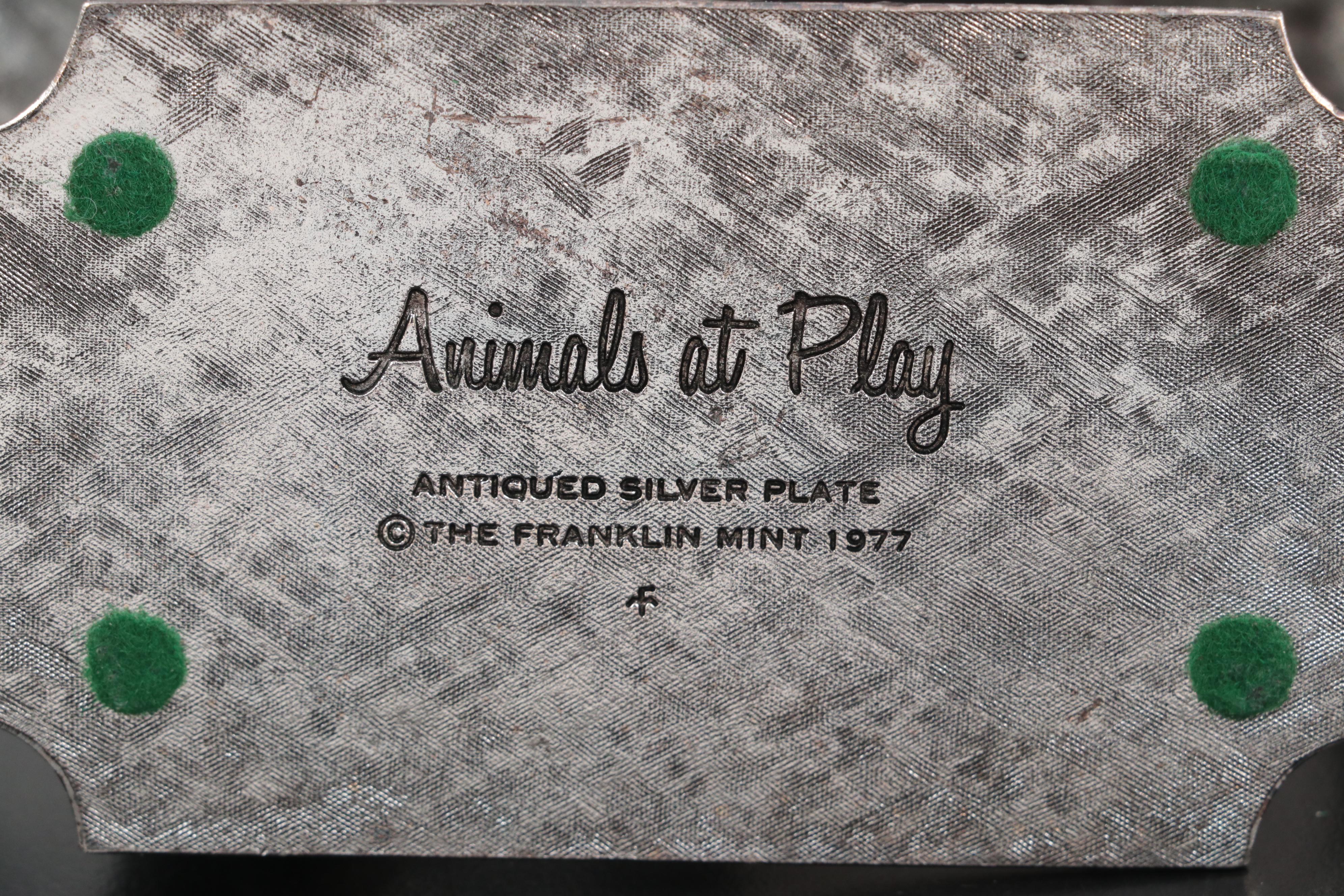 The Franklin Mint "Animals at Play" Silver Plate Sculptured Napkin Rings, 1977