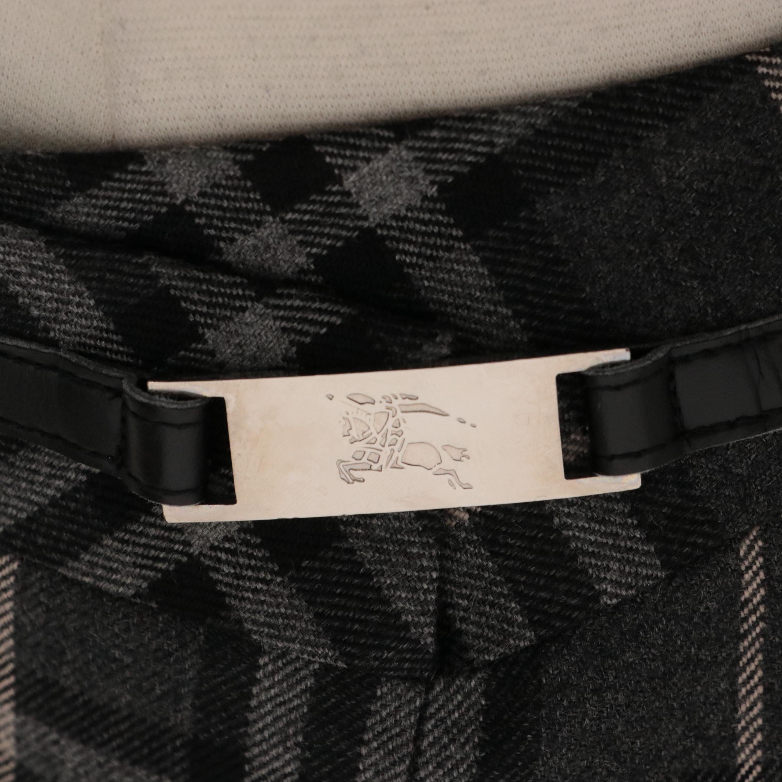 Burberry Skirt in Gray Plaid Wool