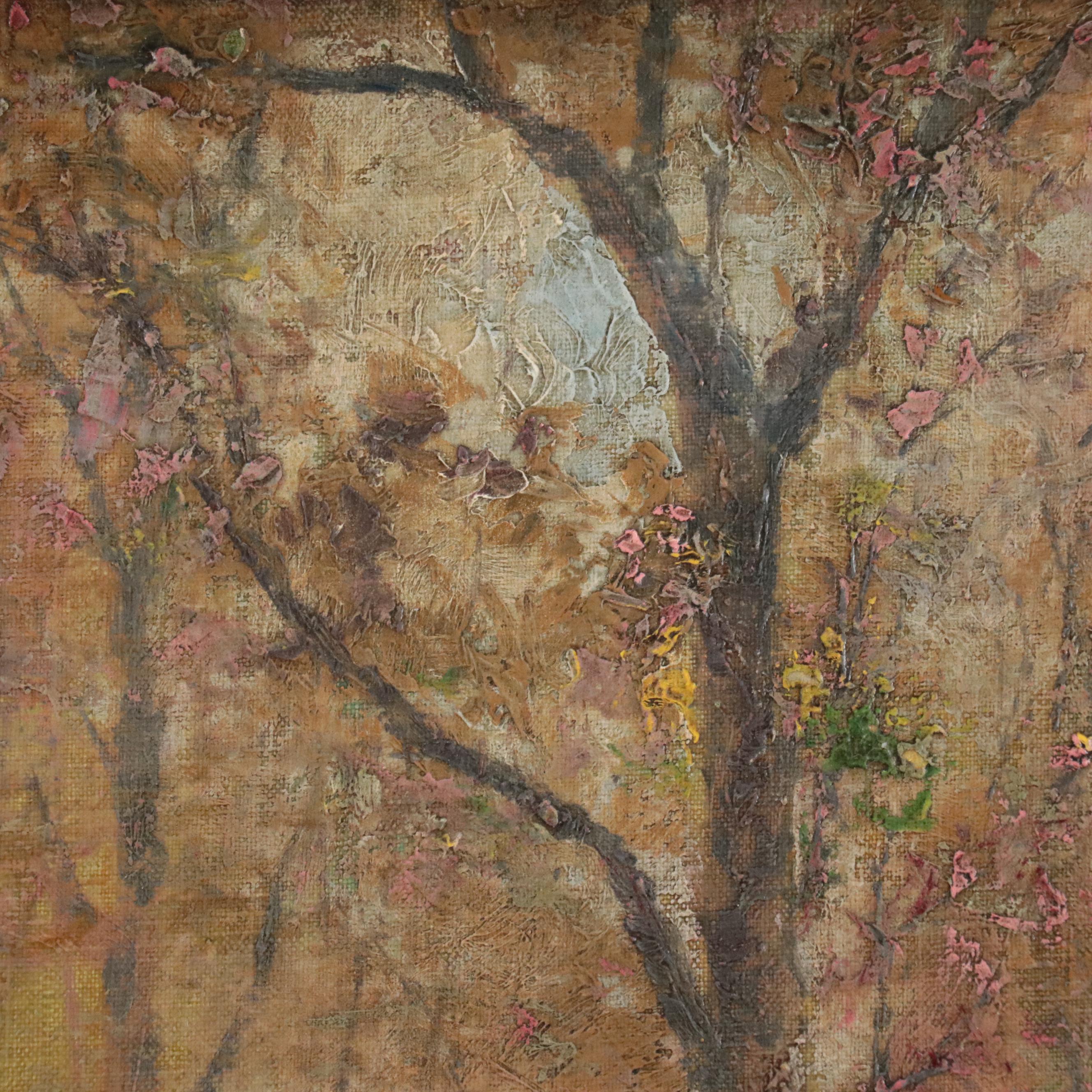 Forest Landscape Oil Painting, Mid to Late 20th Century