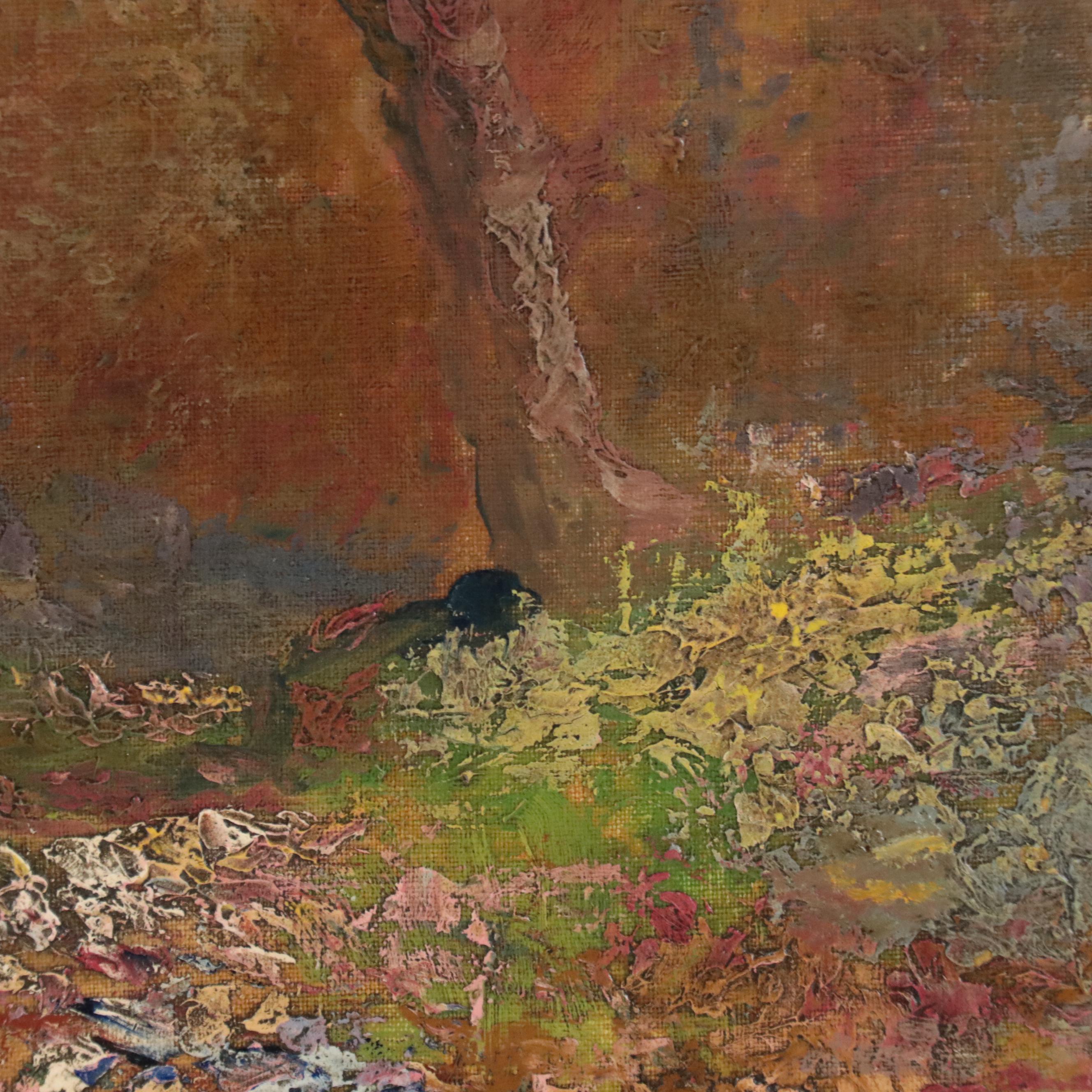 Forest Landscape Oil Painting, Mid to Late 20th Century