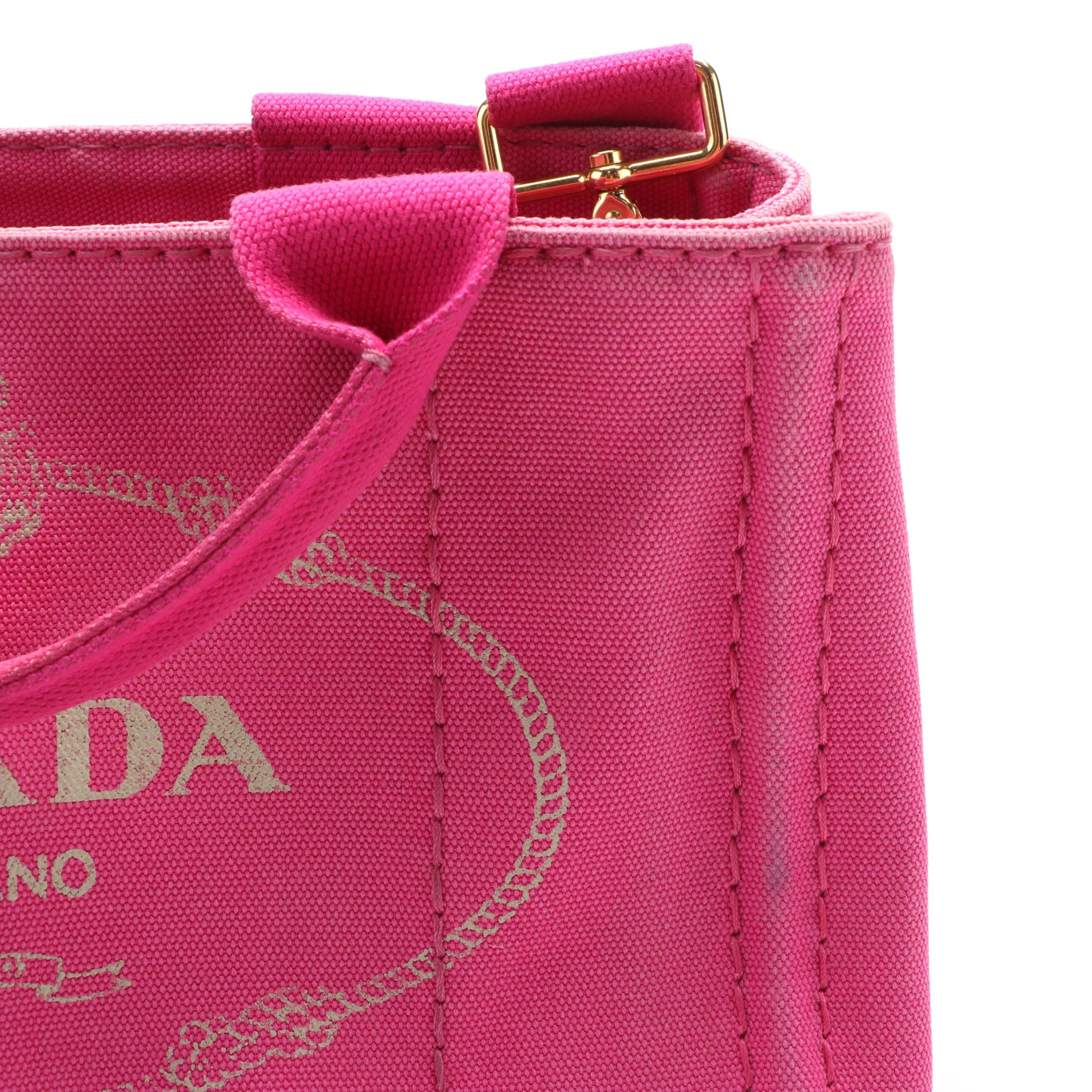 Prada Canapa Logo Tote in Pink Canvas