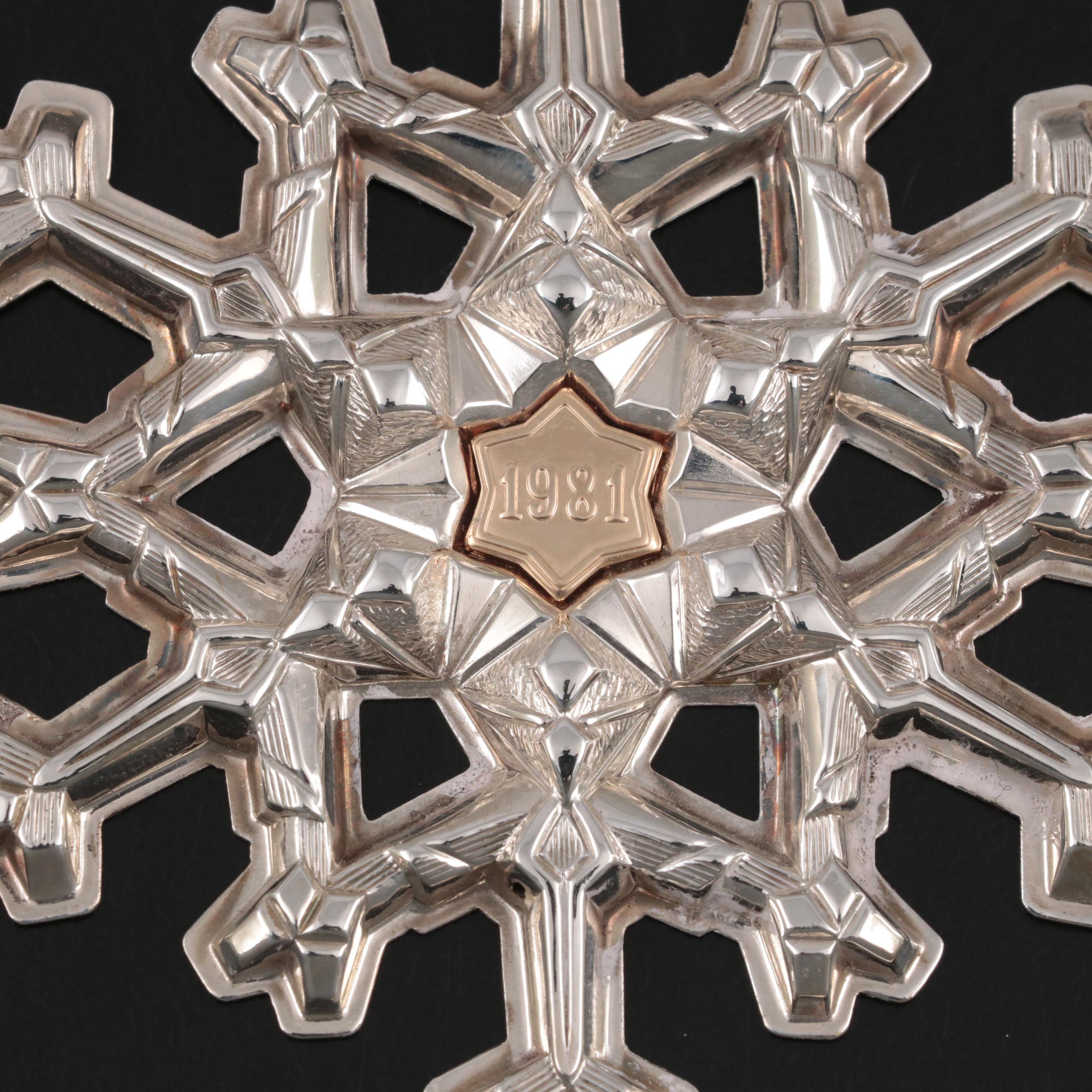 Gorham Sterling Silver Snowflake Christmas Tree Ornament