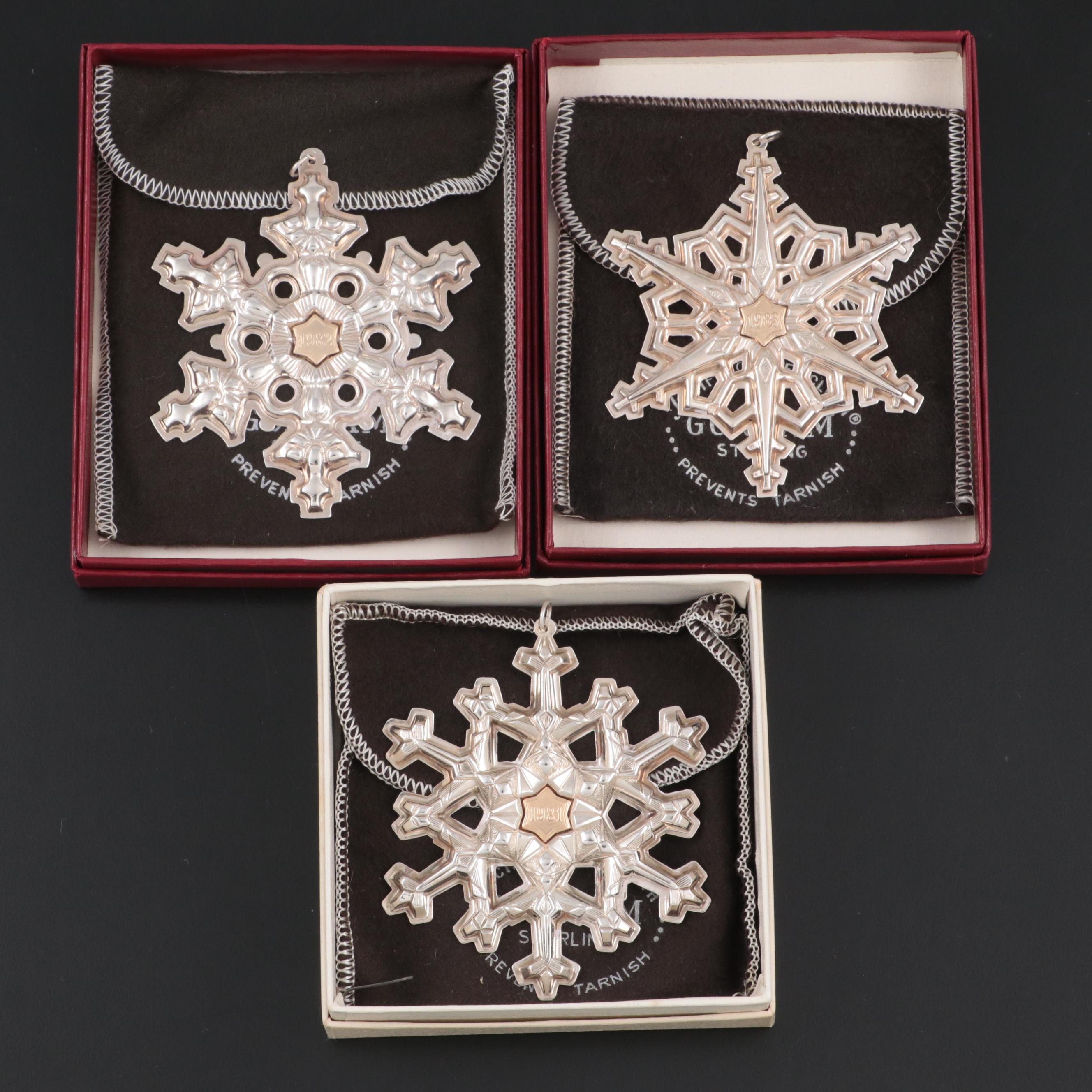 Gorham Sterling Silver Snowflake Christmas Tree Ornament