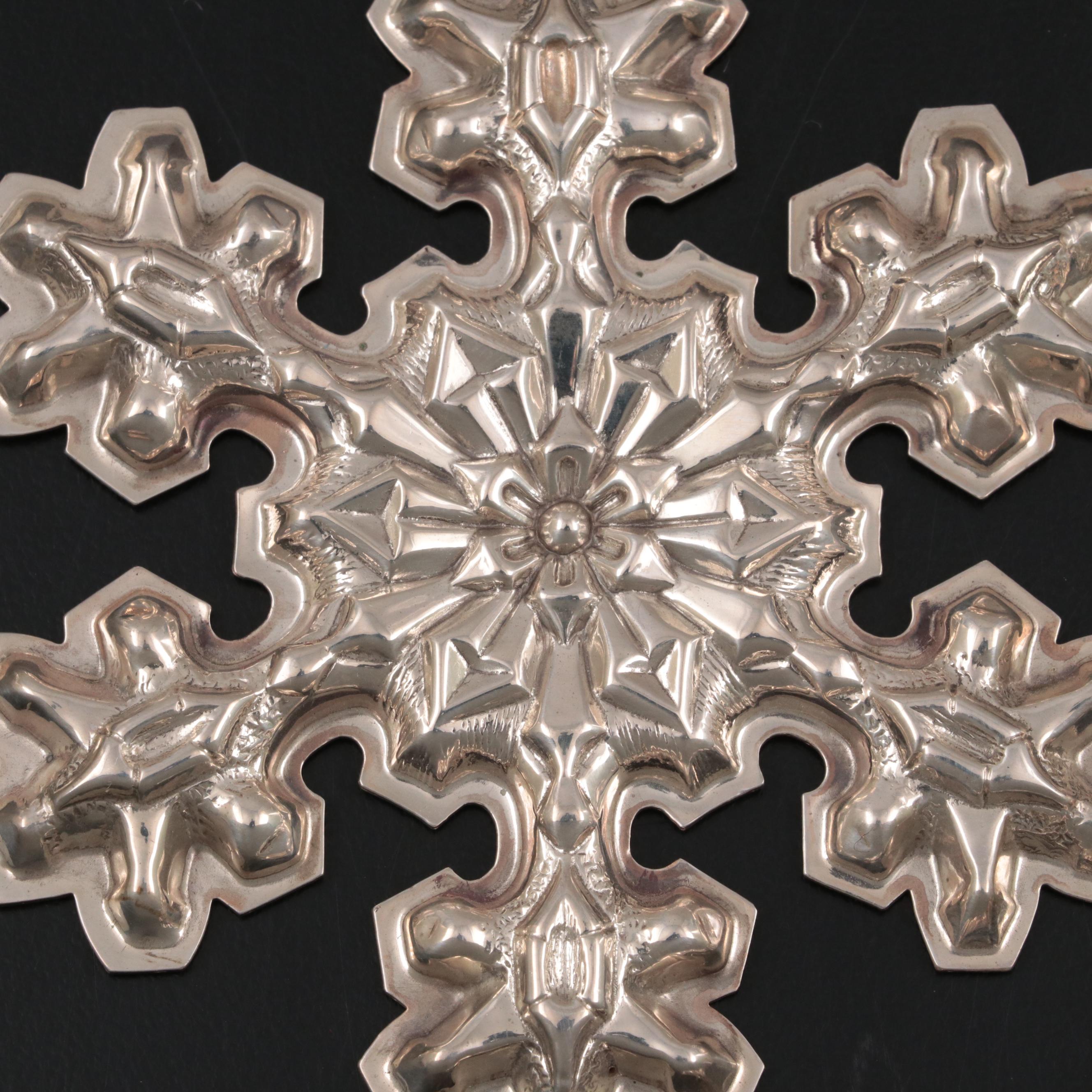 Gorham Sterling Silver and Silver Plate Snowflake Ornaments
