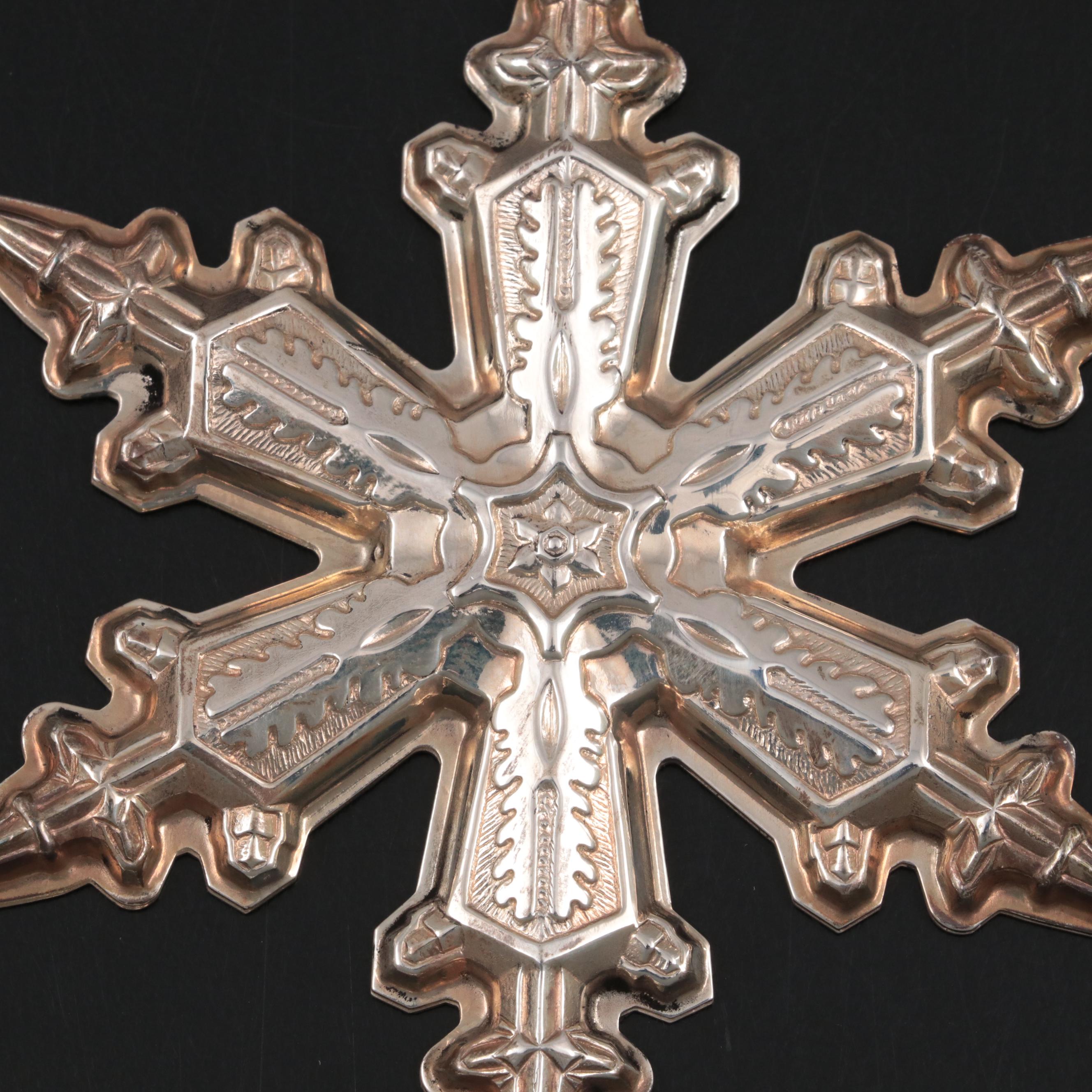 Gorham Sterling Silver and Silver Plate Snowflake Ornaments