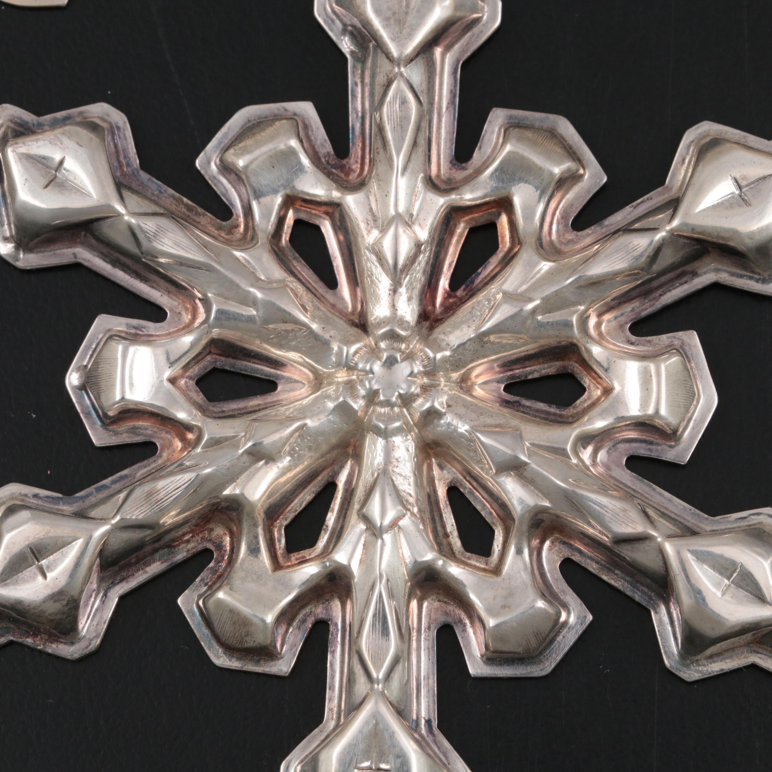 Gorham Sterling Silver and Silver Plate Snowflake Ornaments