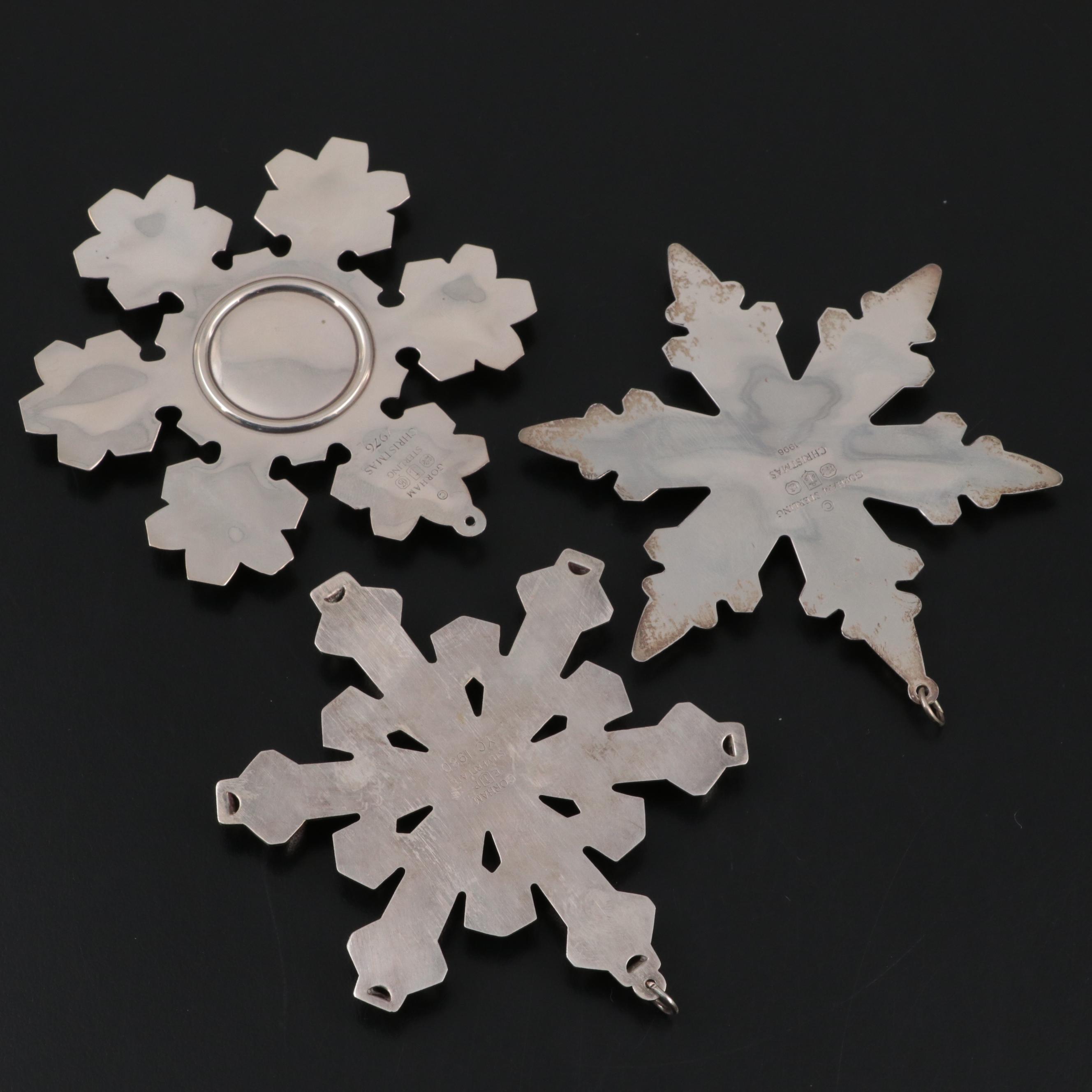 Gorham Sterling Silver and Silver Plate Snowflake Ornaments