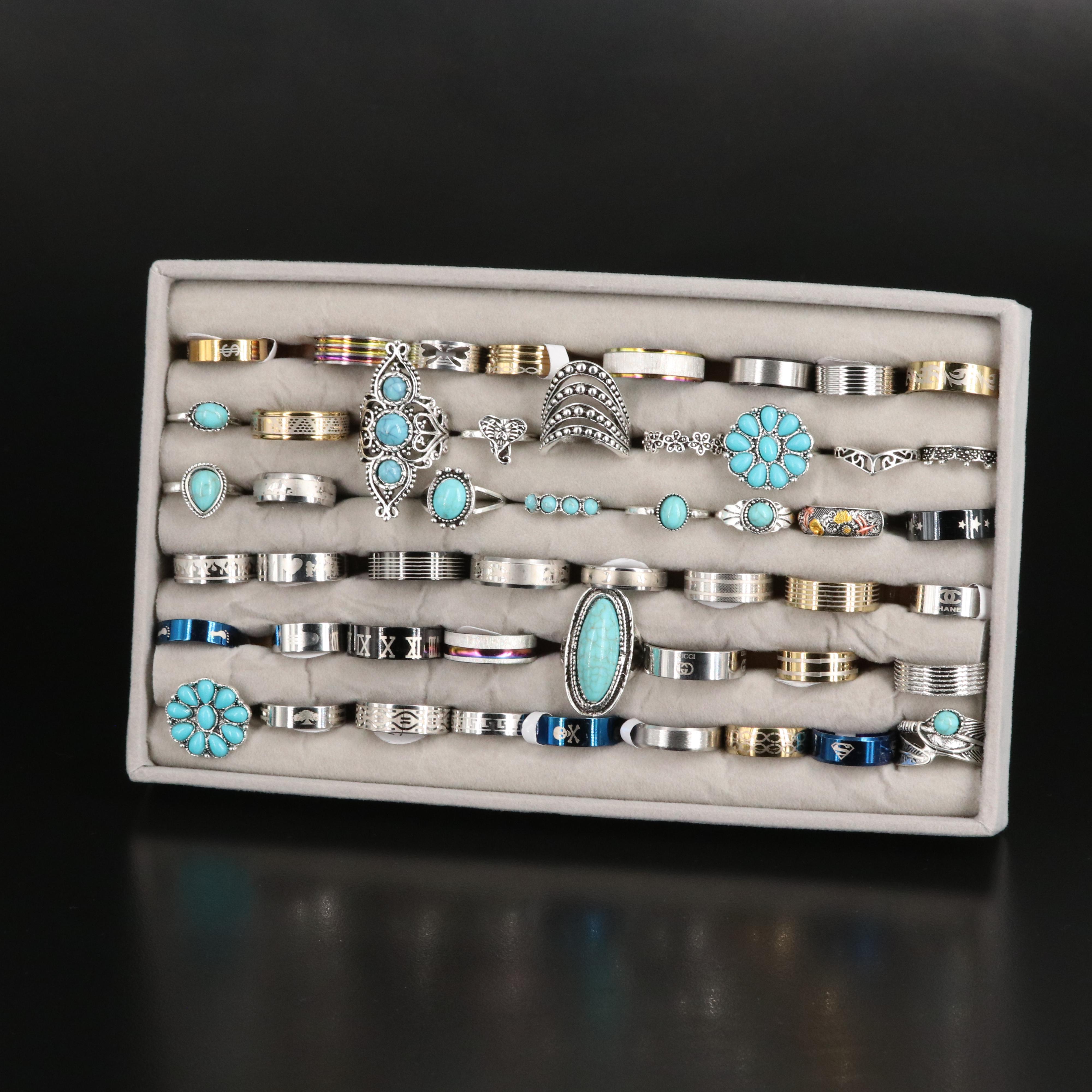 Stainless Steel Costume Rings Including Plastic