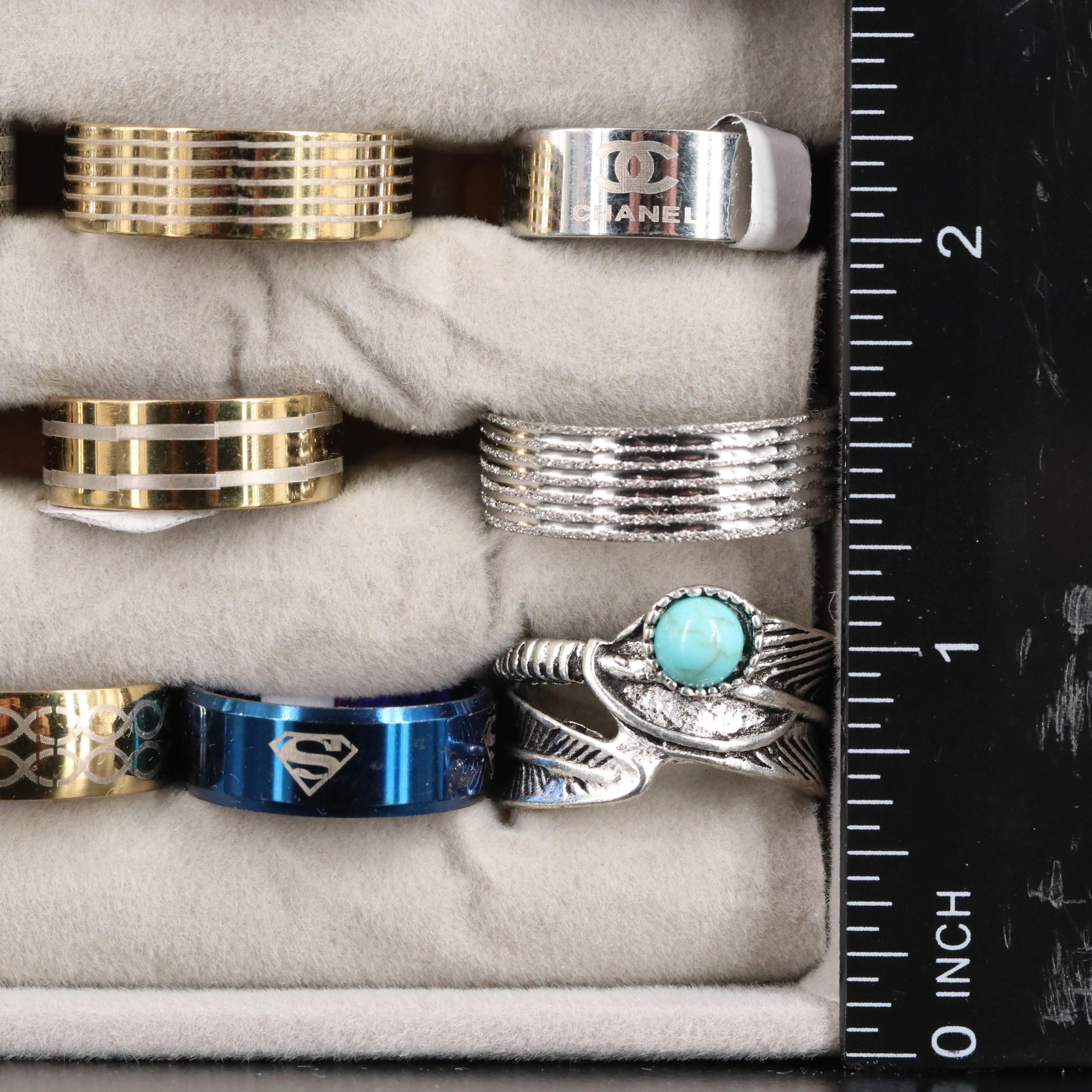 Stainless Steel Costume Rings Including Plastic