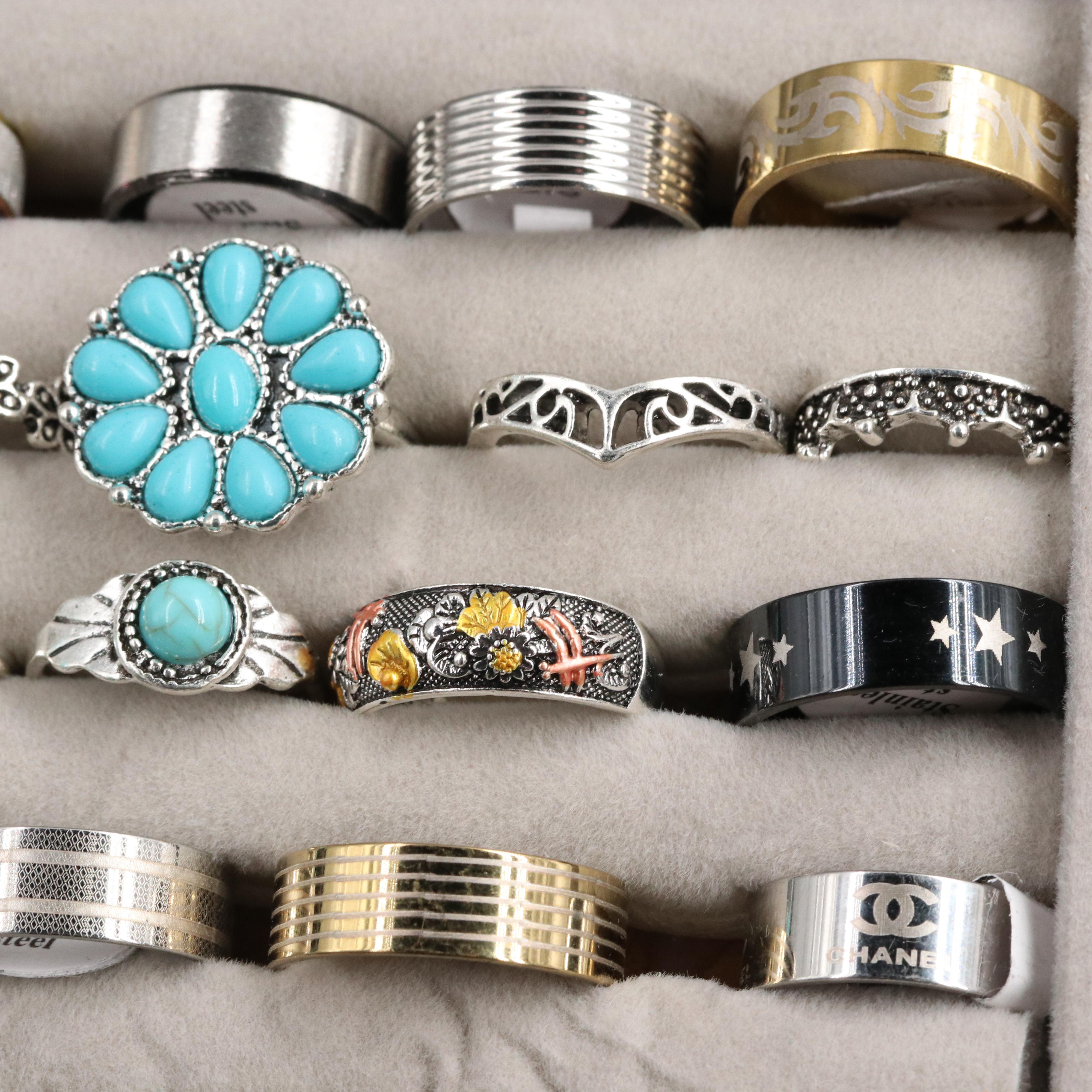 Stainless Steel Costume Rings Including Plastic