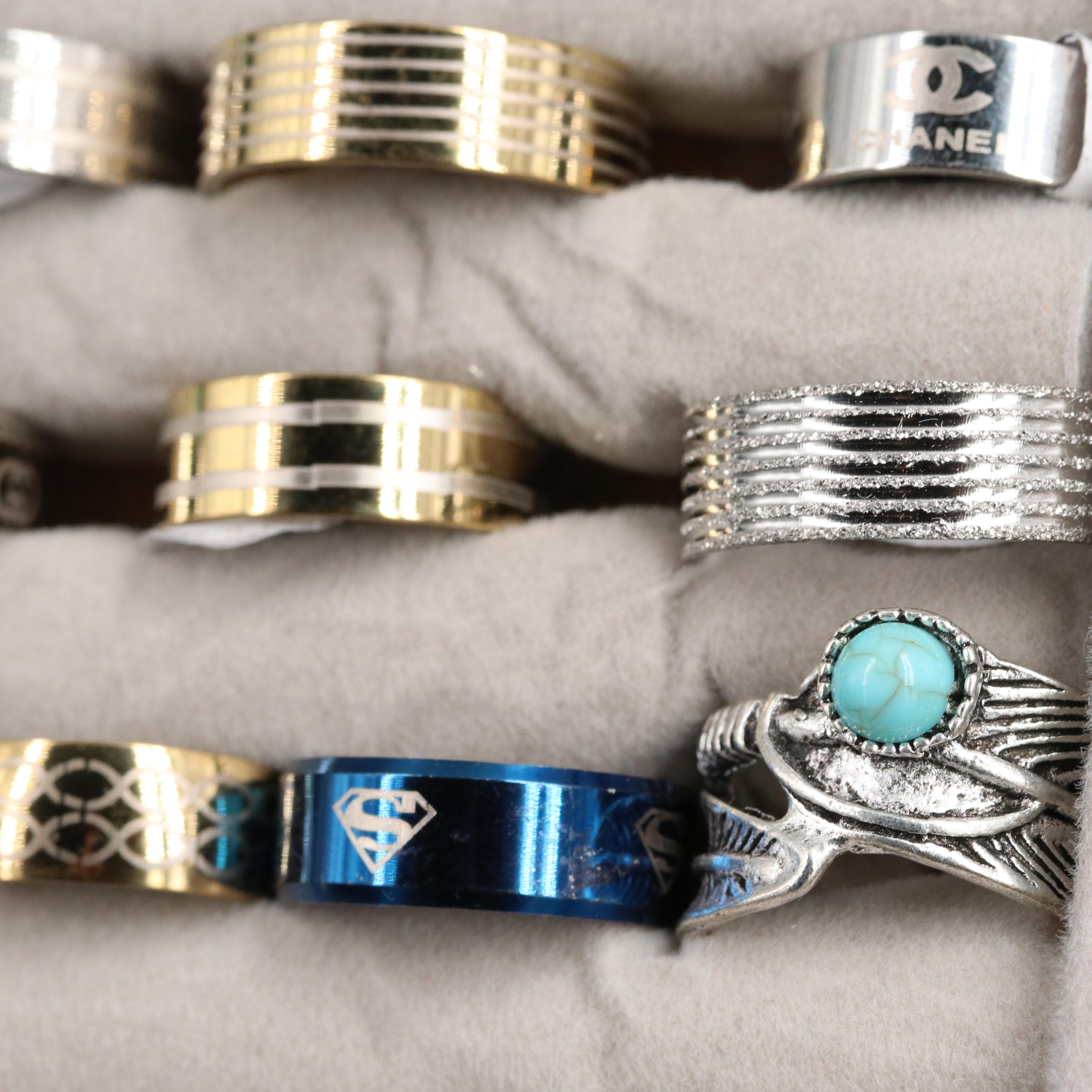 Stainless Steel Costume Rings Including Plastic