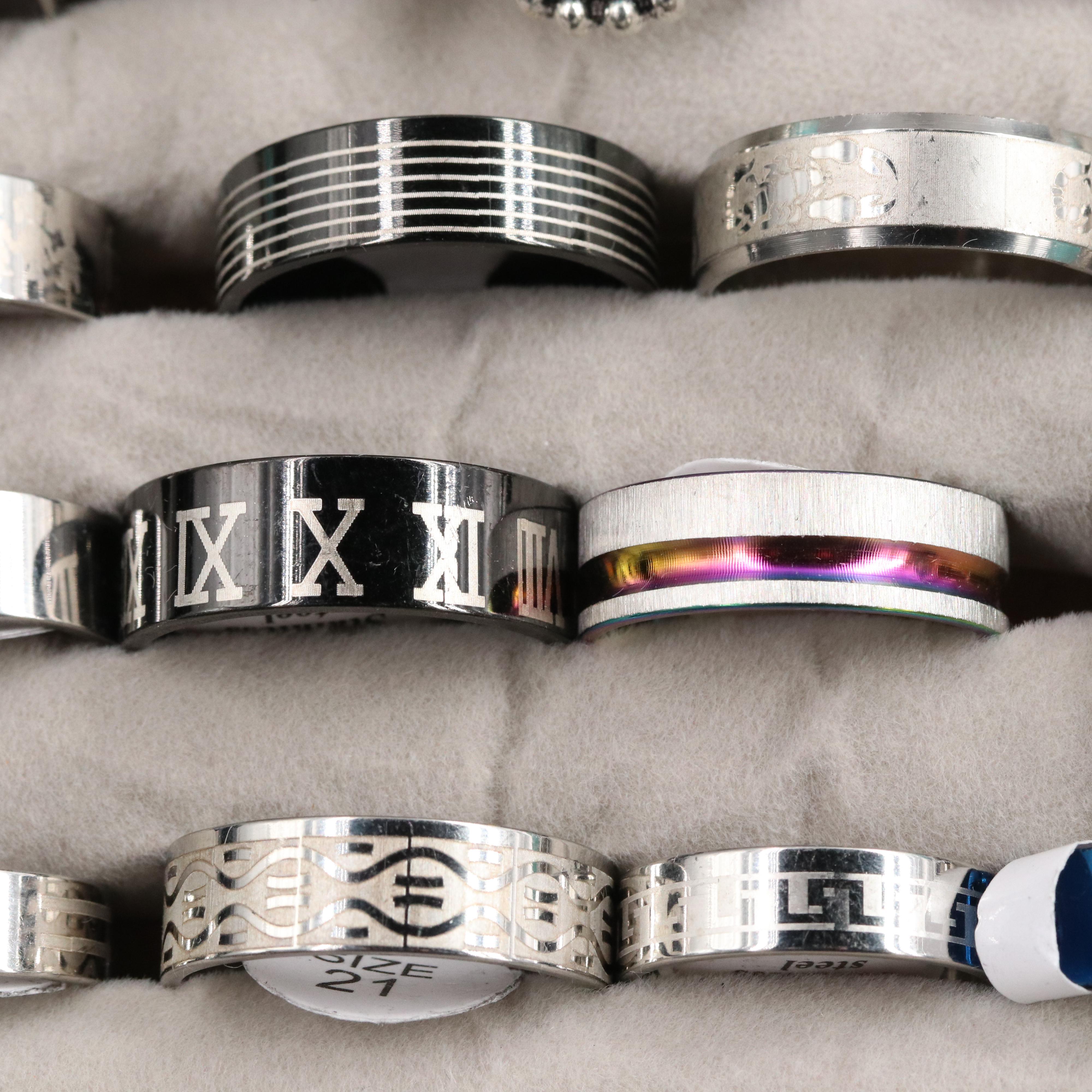 Stainless Steel Costume Rings Including Plastic