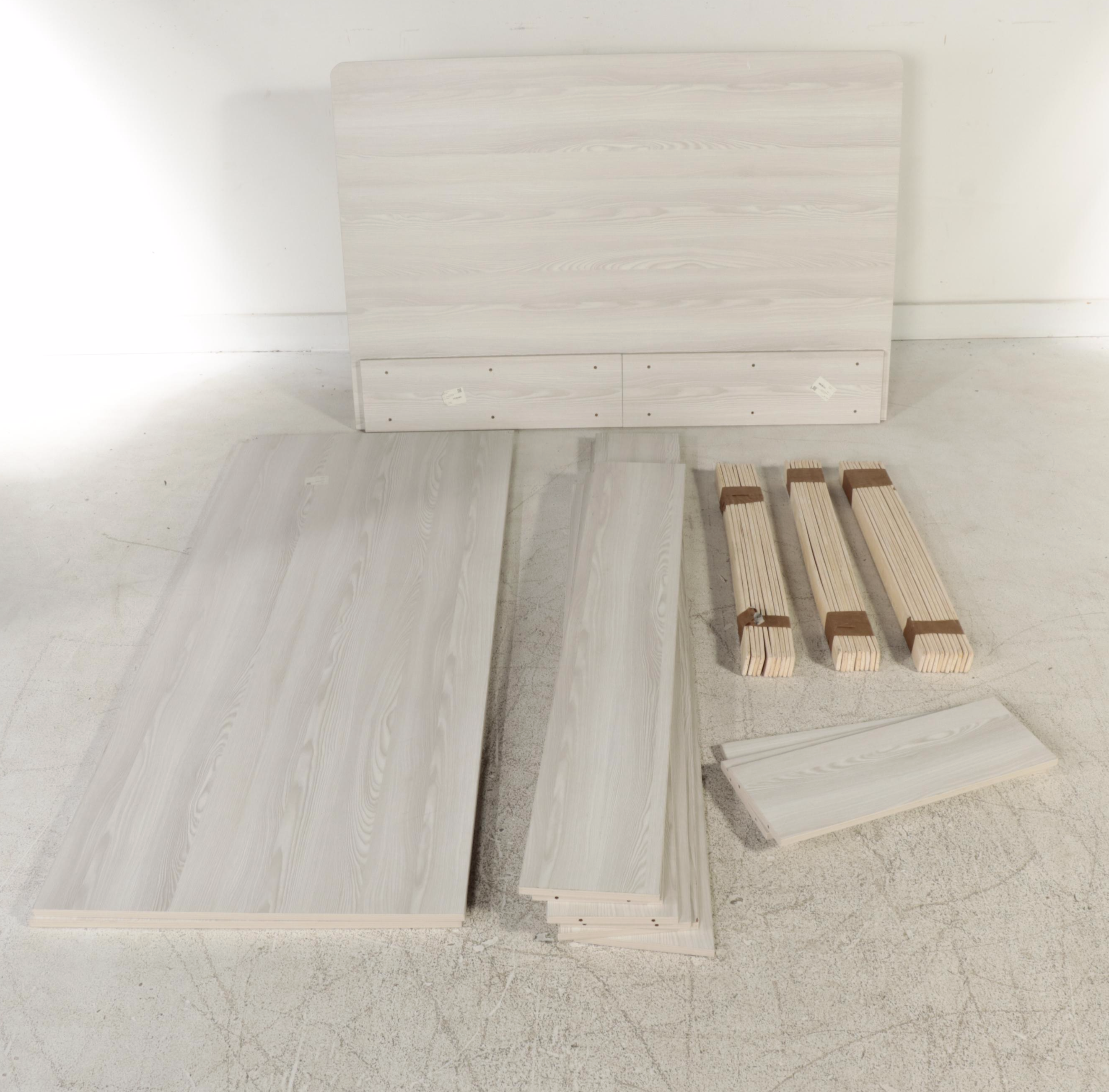 Grained Laminate Queen Platform Bed