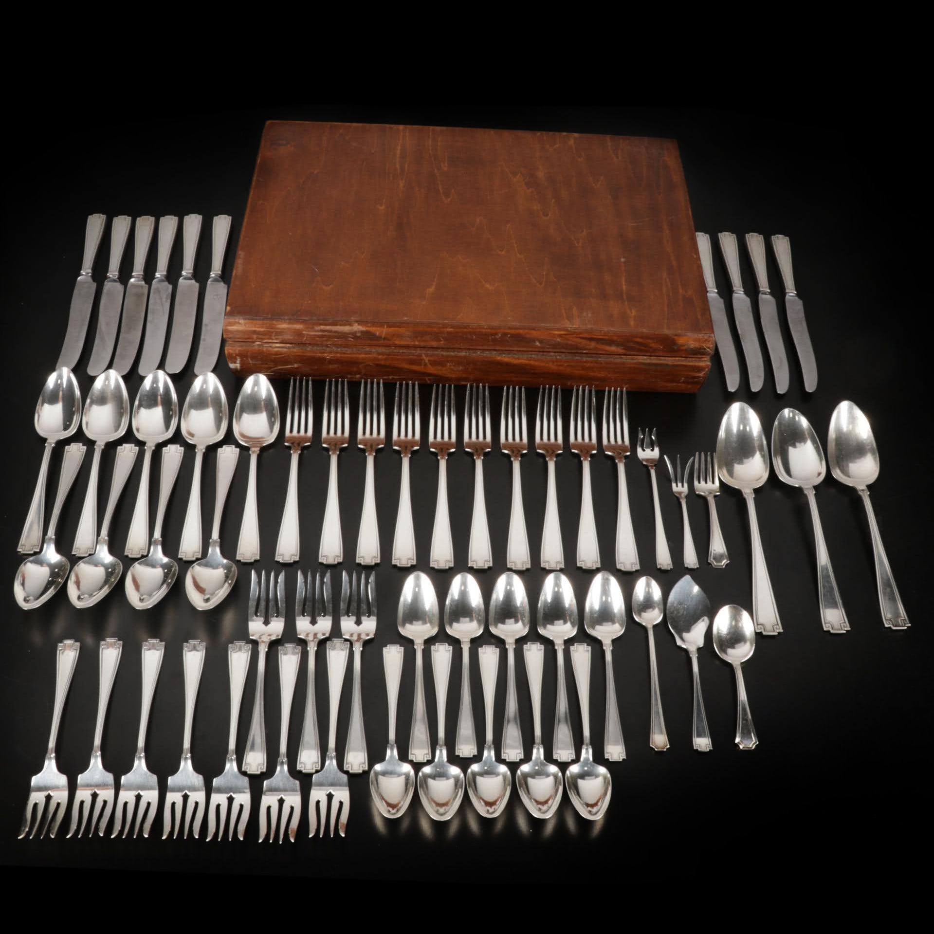 Gorham "Etruscan" Sterling Silver Flatware Set in Chest, 20th Century