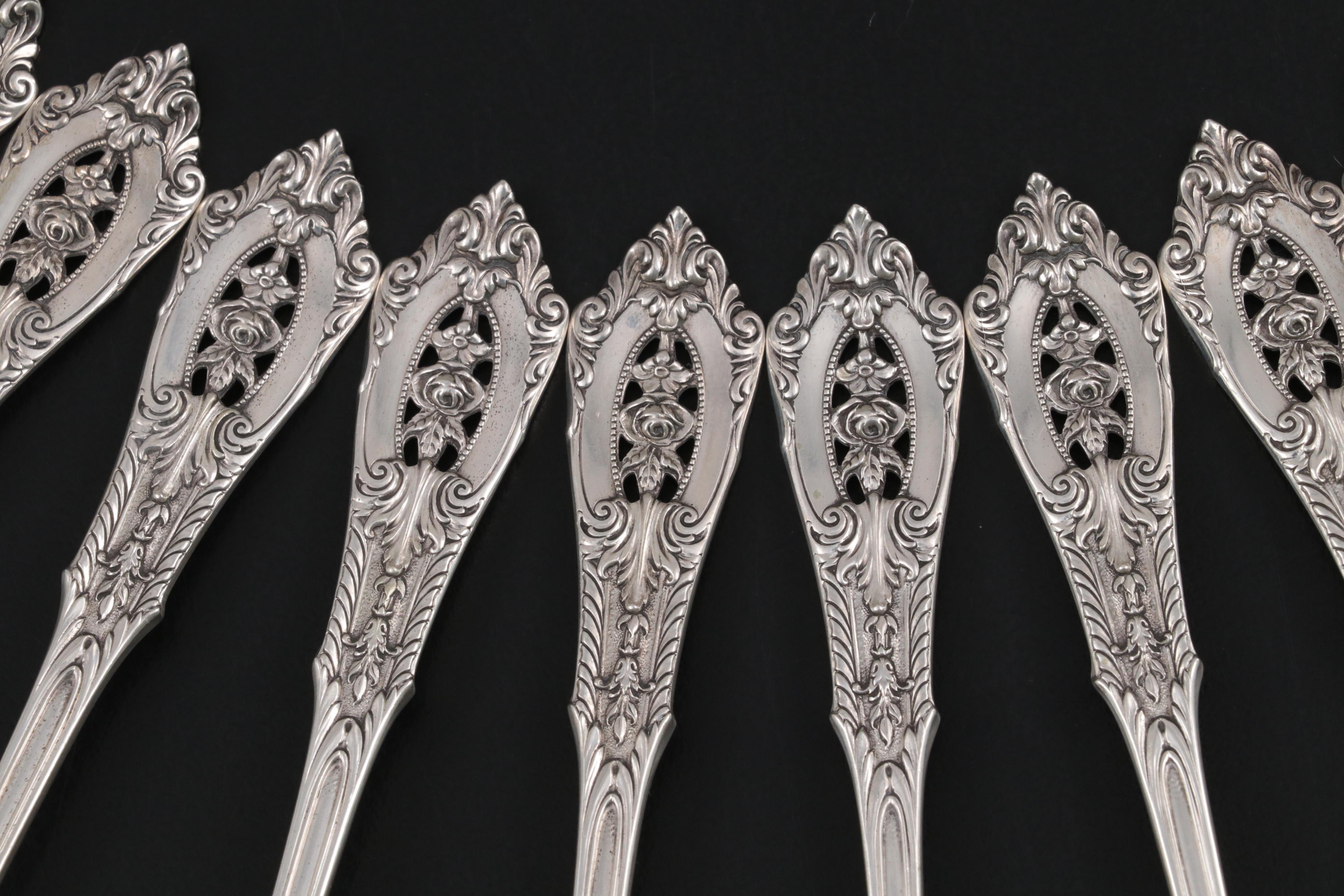 Wallace "Rose Point" Sterling Silver Ice Cream Forks
