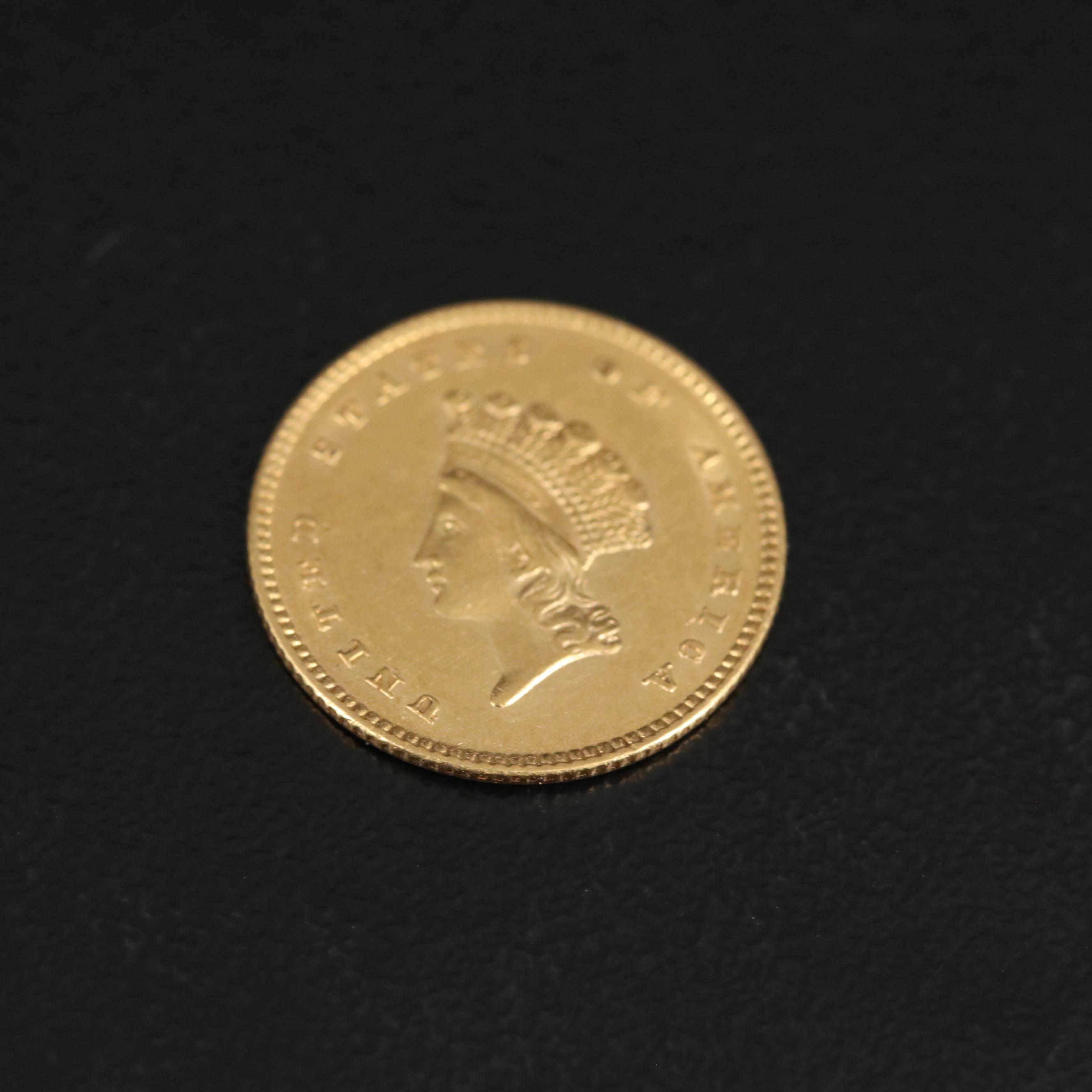 1854 Type II Indian Princess $1 Gold Coin