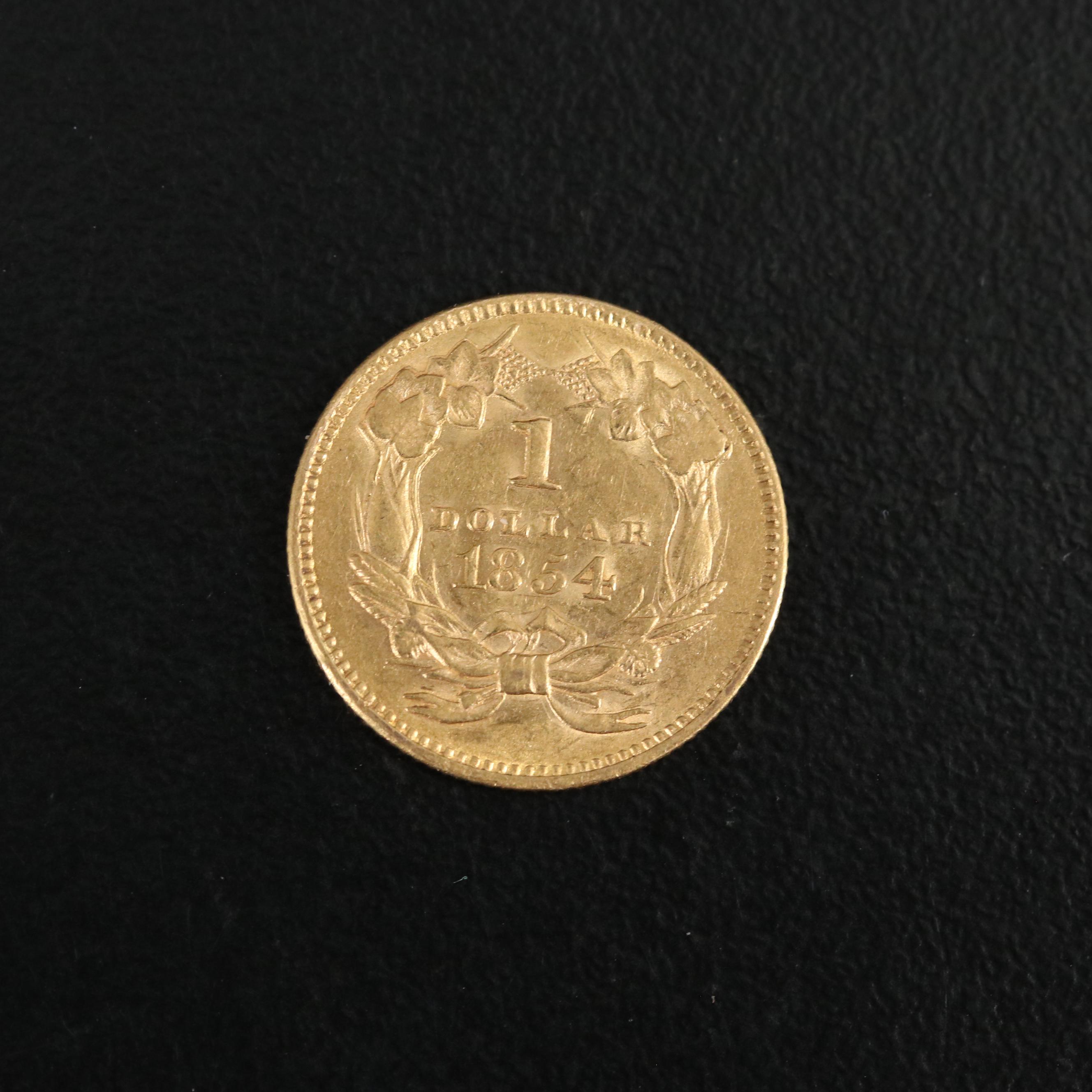1854 Type II Indian Princess $1 Gold Coin