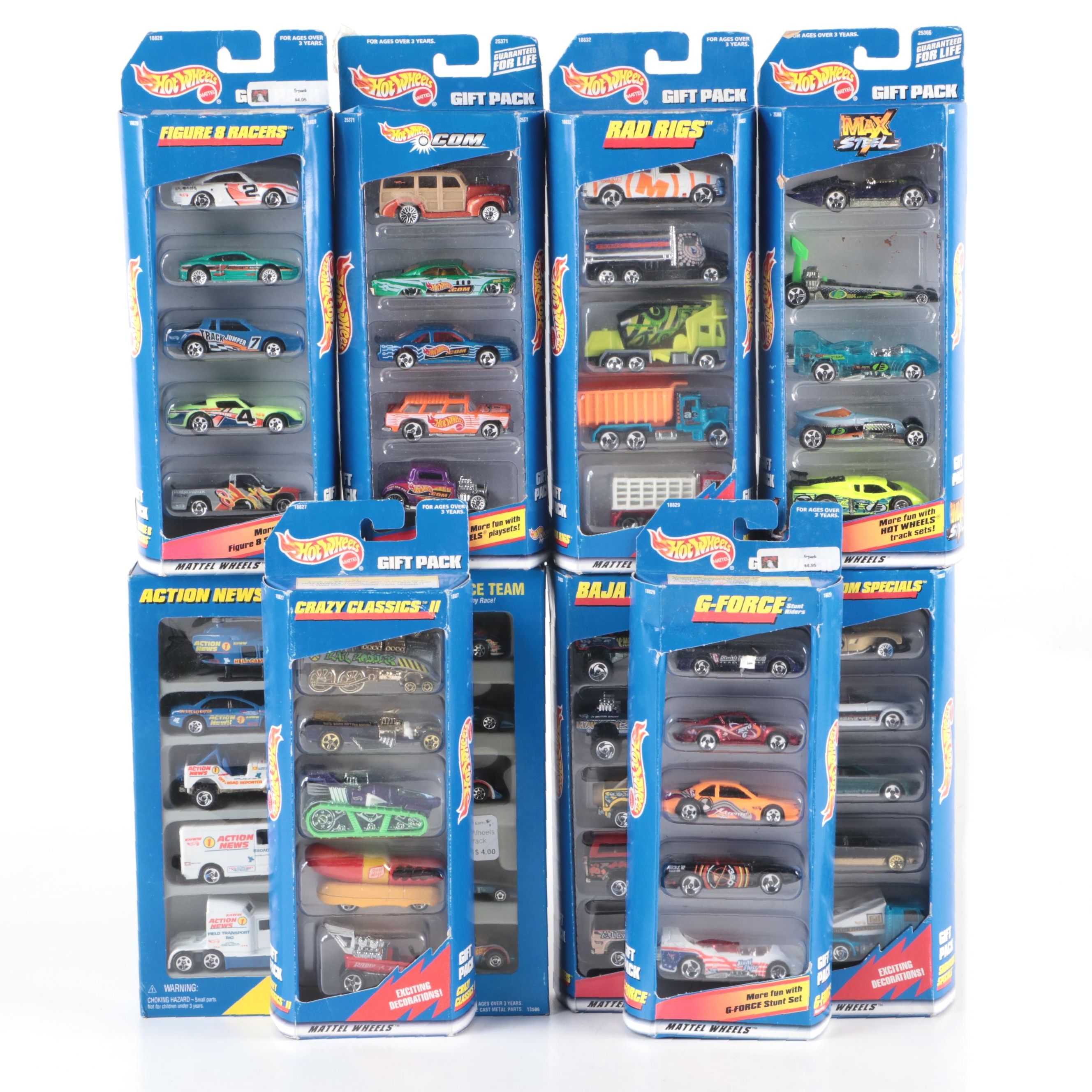 Hot Wheels Figure 8, Rad Rigs and More Gift Pack Diecast Vehicle Sets