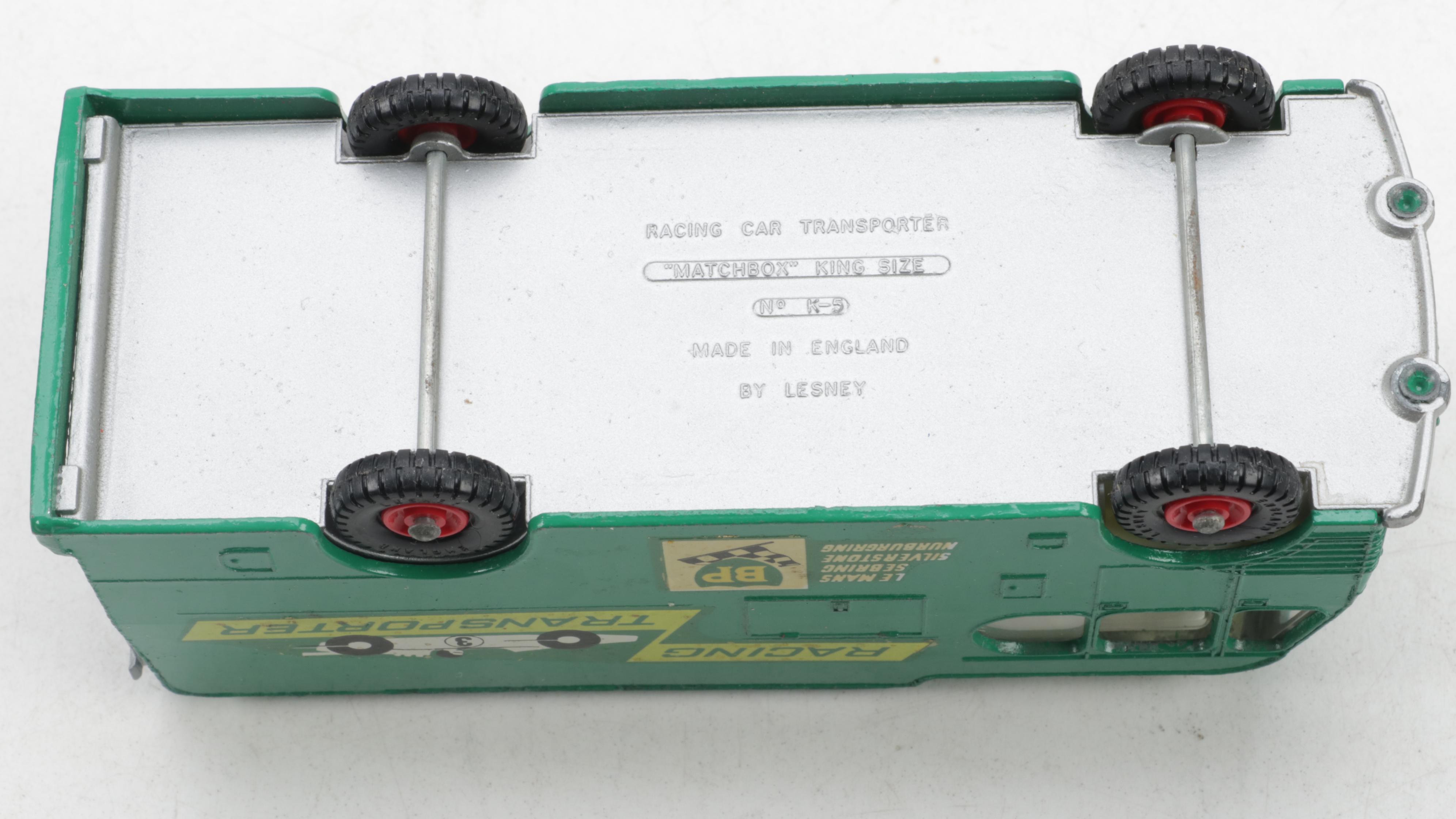 Lensey Matchbox Racing Car Transporter and Race Car, Mid-20th Century