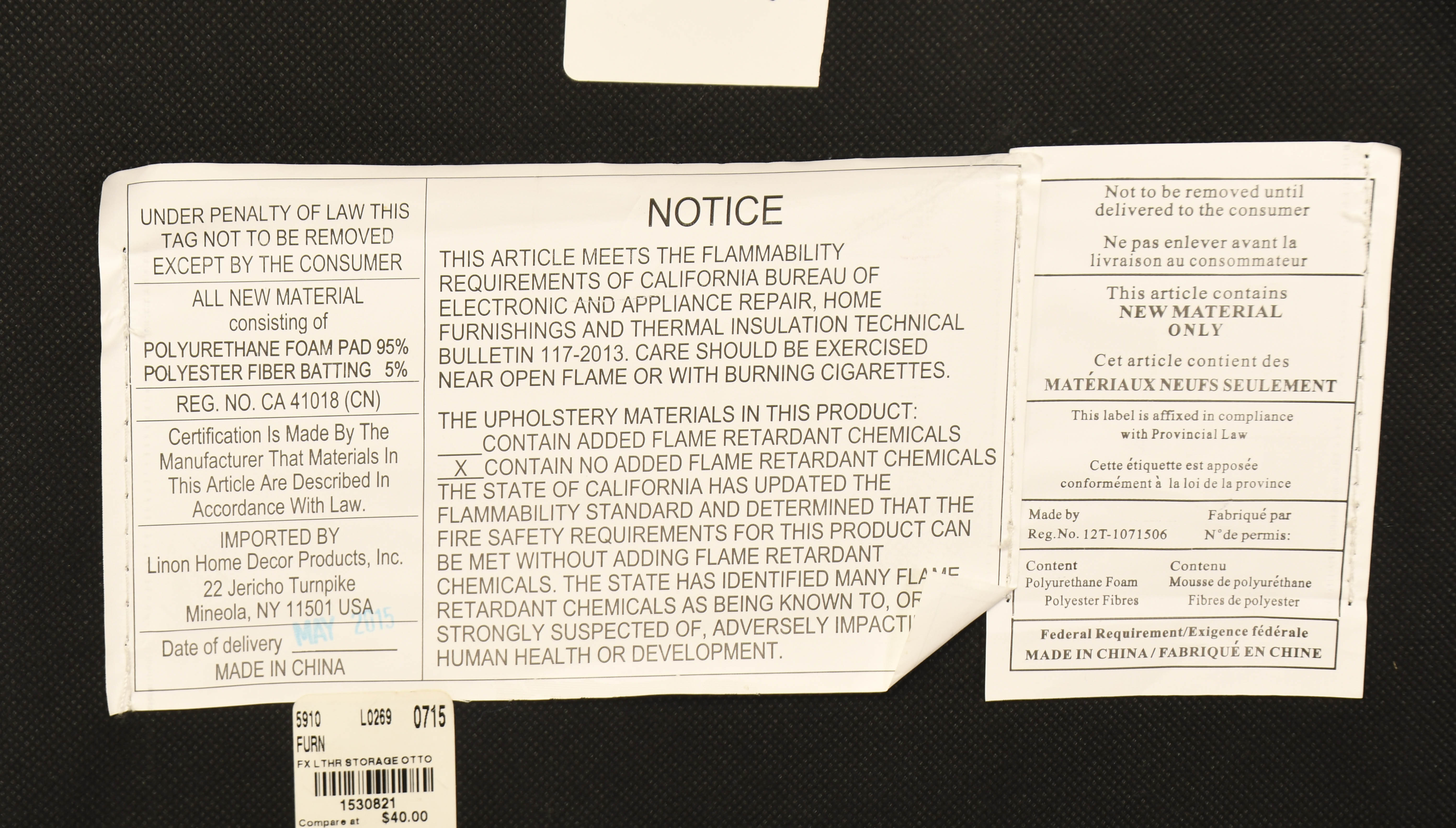 Pair of Linon Home Decor Faux Leather Lift-Top Cube Storage Ottomans