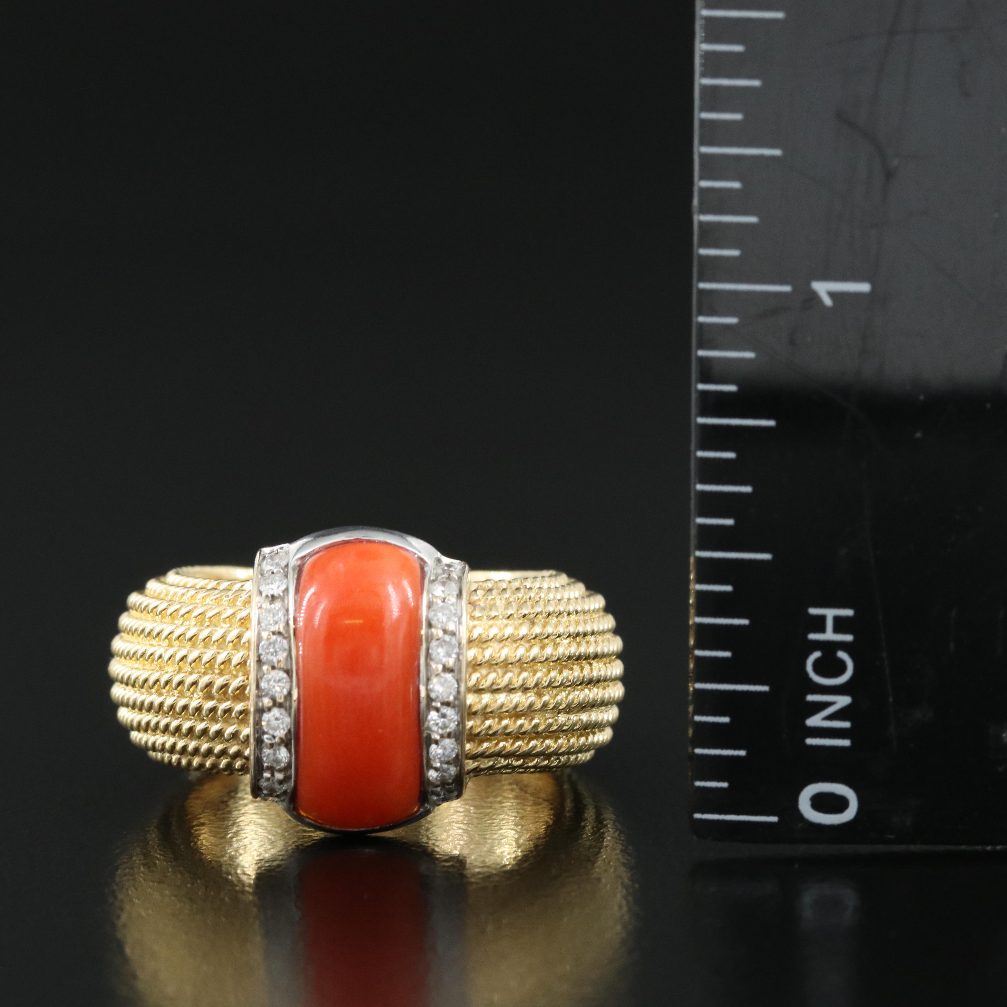 Roberto Coin 18K Coral and Diamond Ring