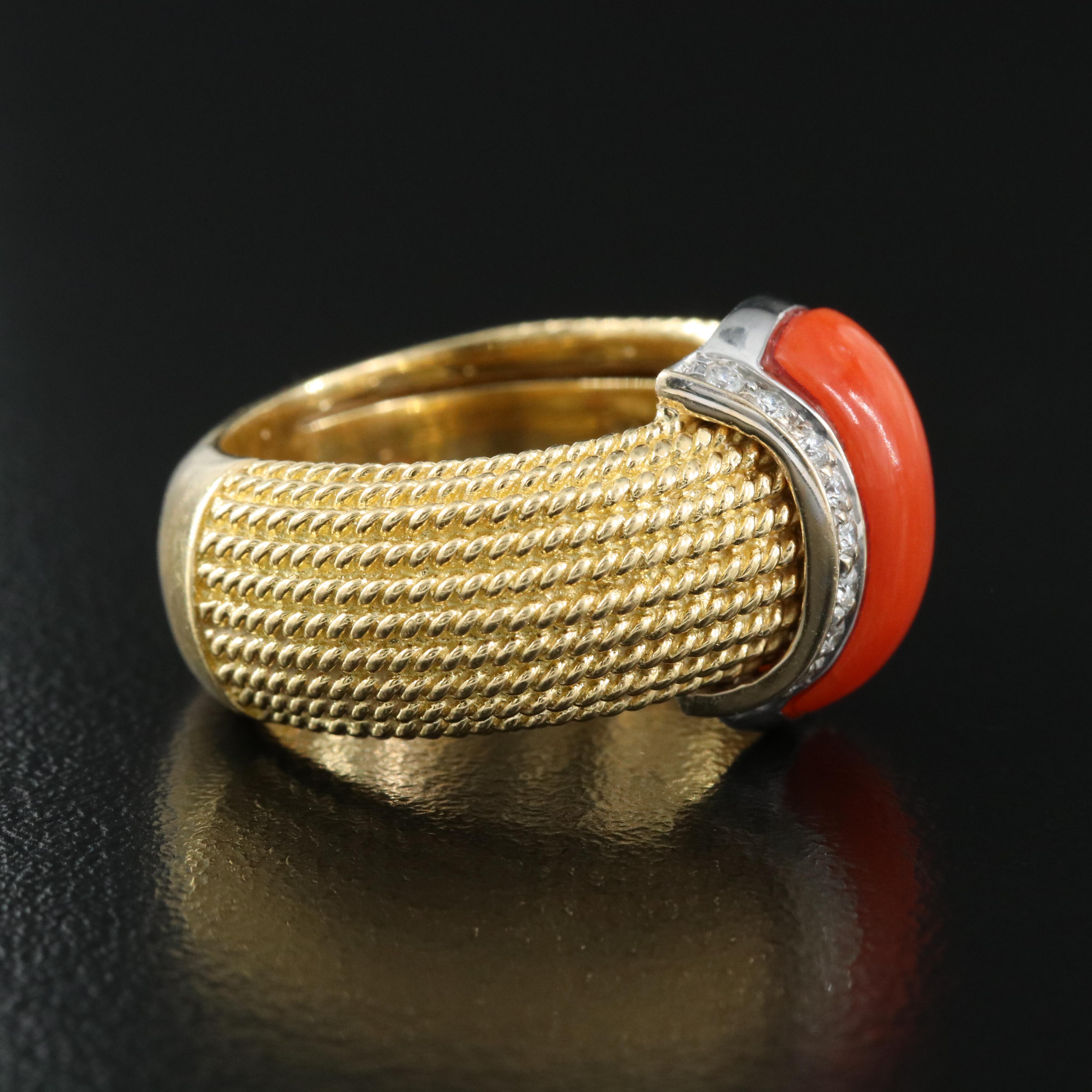 Roberto Coin 18K Coral and Diamond Ring