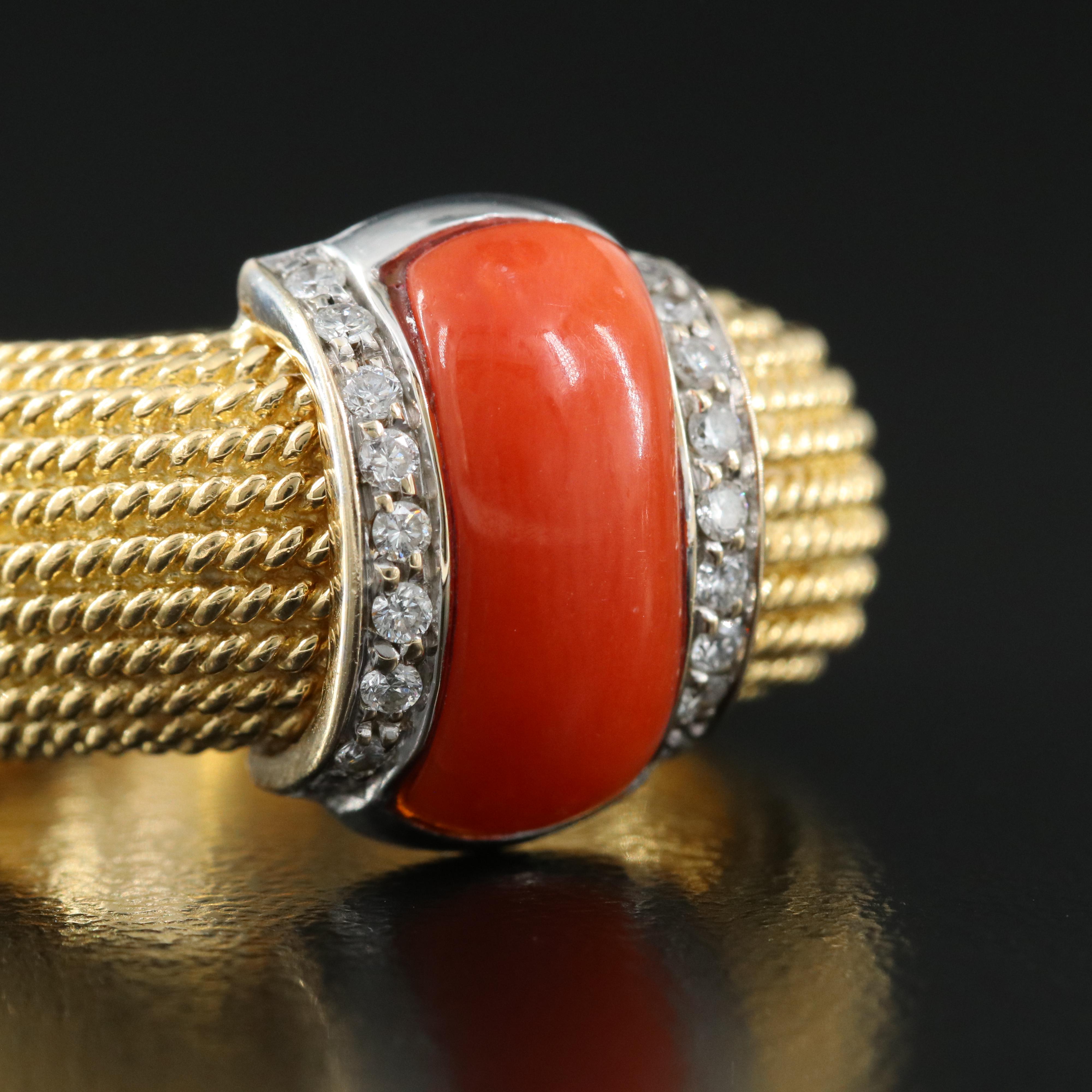Roberto Coin 18K Coral and Diamond Ring